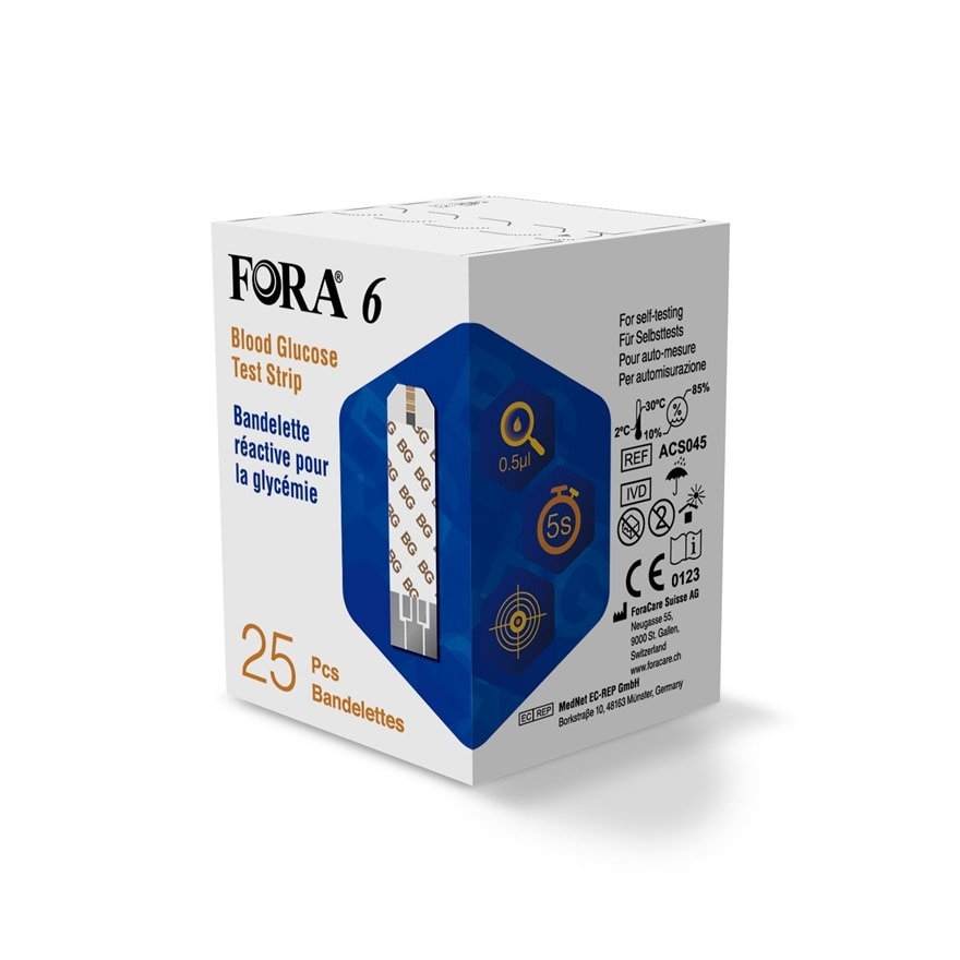 FORA 6 Gold Strip For Blood Glucose, 25 pcs/vial, one vial/box