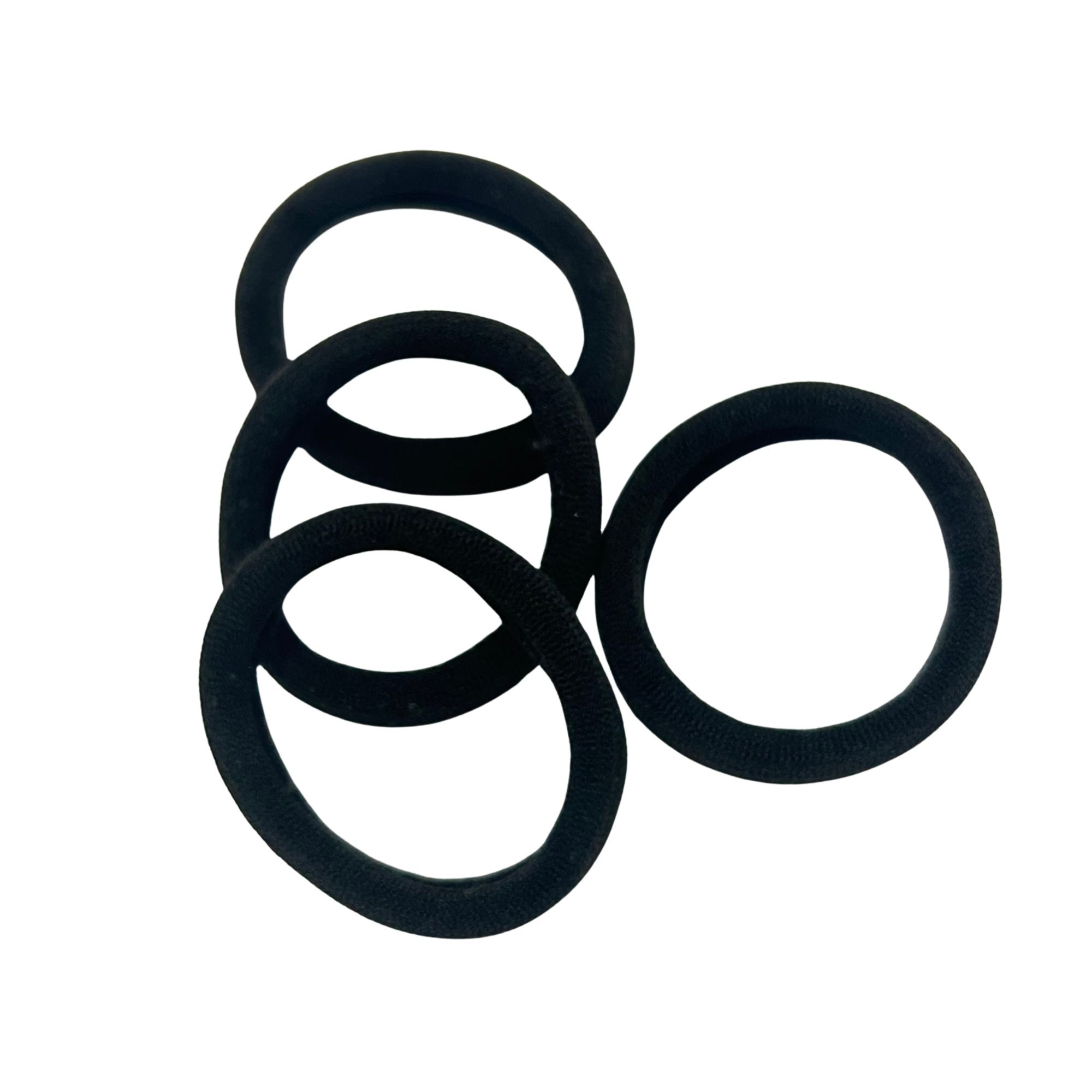 0032 HAIR TIES BLACK 4Pcs 5cm