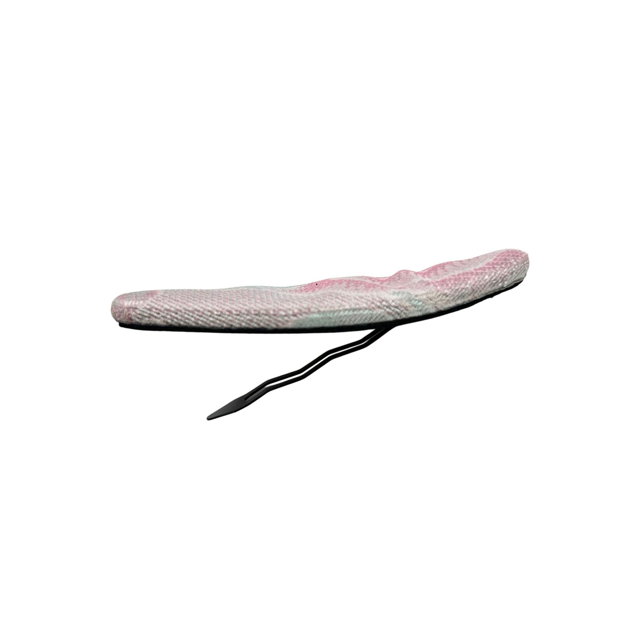 #EA0037 SILKY COTTON FABRIC OVAL HAIR CLIP 7.3CM image