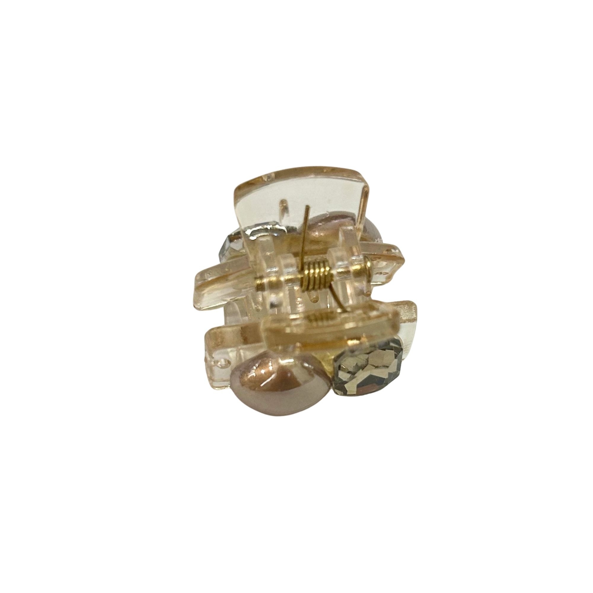 #EA0013 PEARL CRYSTAL MINI HAIR CLAW 2.5CM image