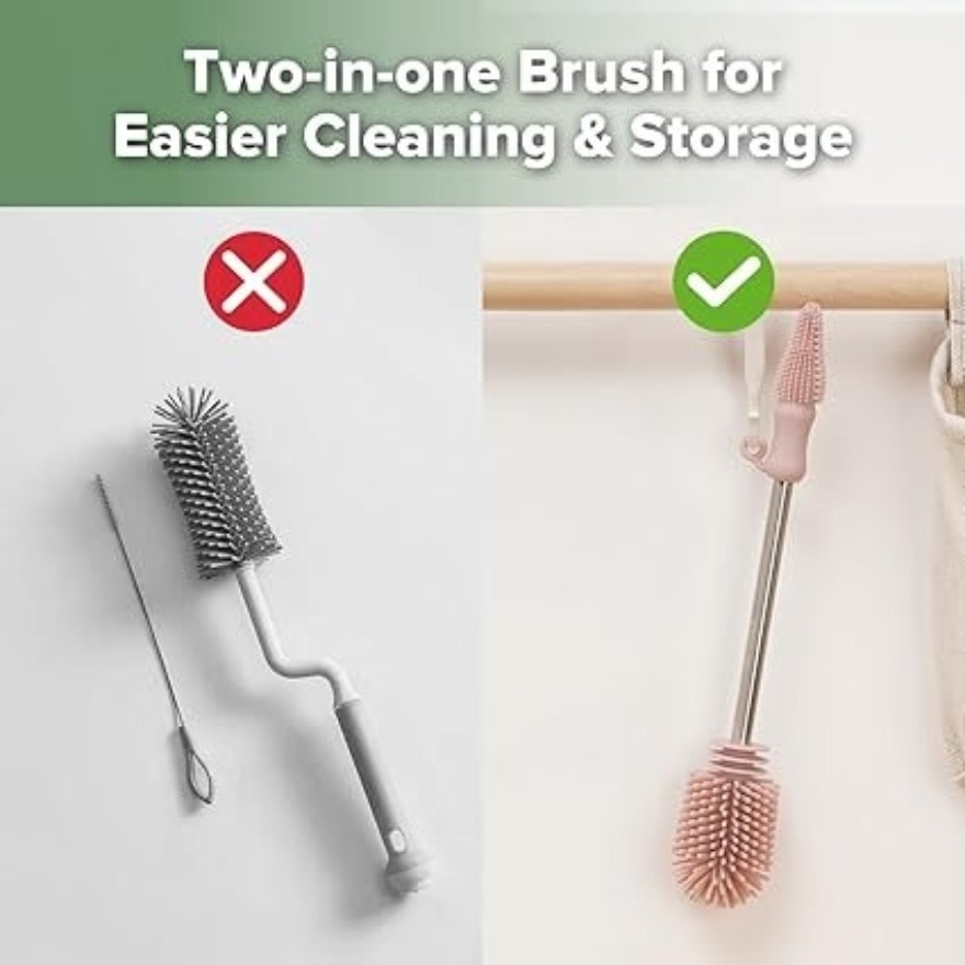 Haakaa Double-Ended Silicone Cleaning Brush - Blush