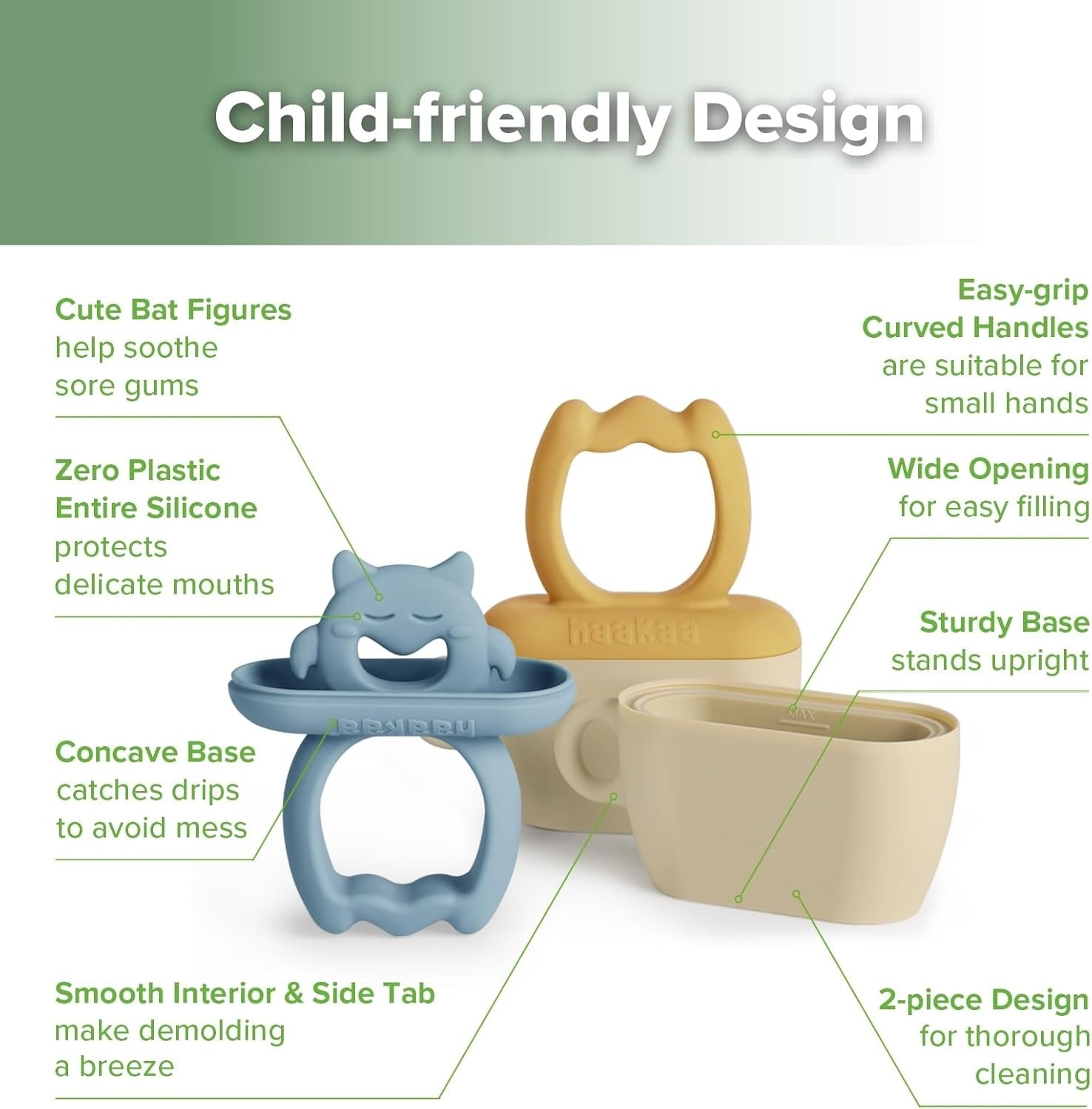 Haakaa Chilly Monster Ice Pop Mould Set - Sky Blue + Mustard