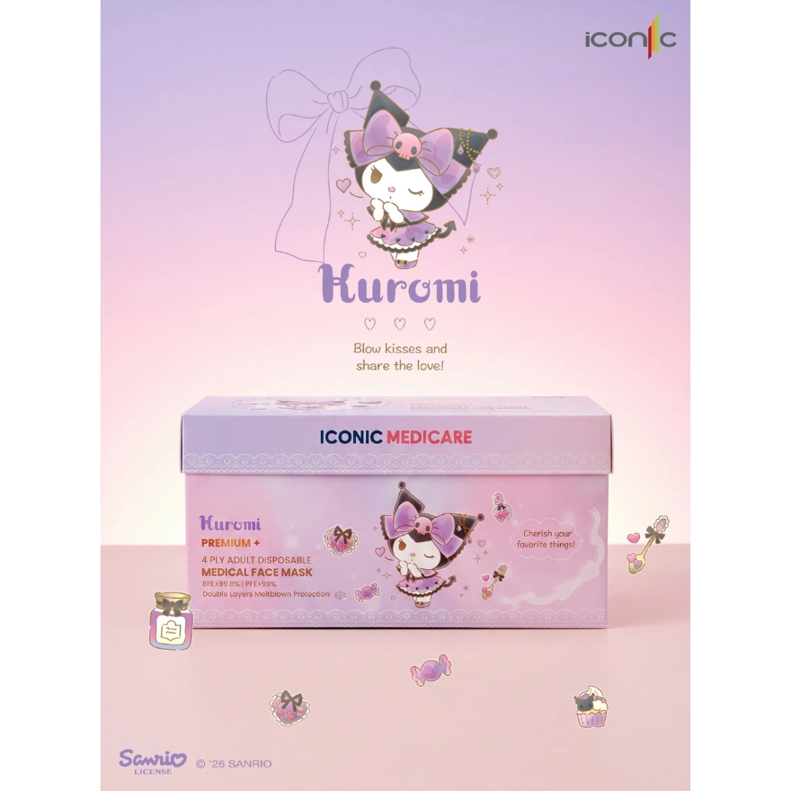 [Adult - Premium+] 4-Ply Kuromi Twinkle Dream Medical Face Mask (30pcs)