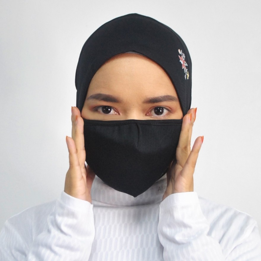 Reusable Muslimah Friendly Microfiber Face Mask ( Grey L Size ) image