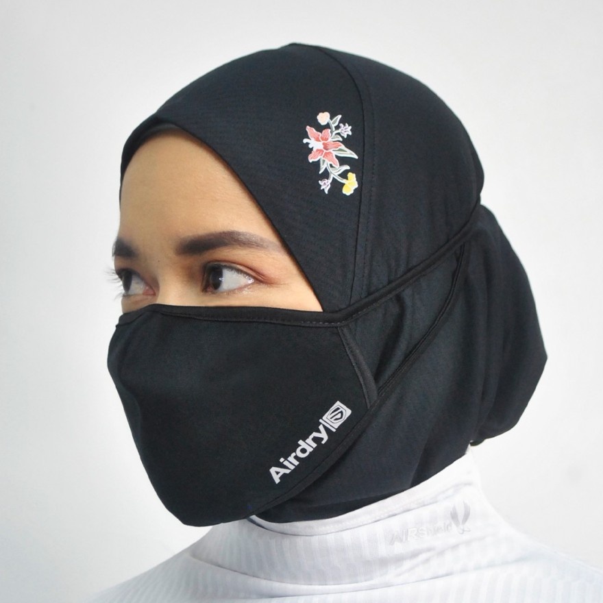 Reusable Muslimah Friendly Microfiber Face Mask ( Grey L Size ) image