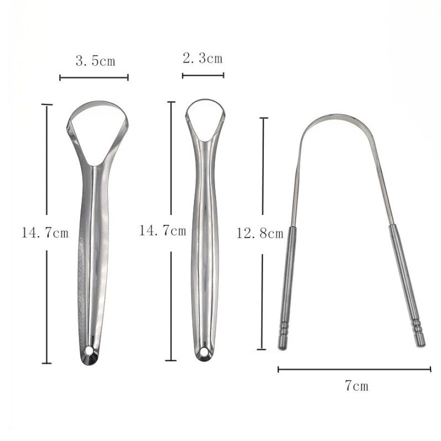 3PCS Stainless Steel Tongue Scrapper Cleaner