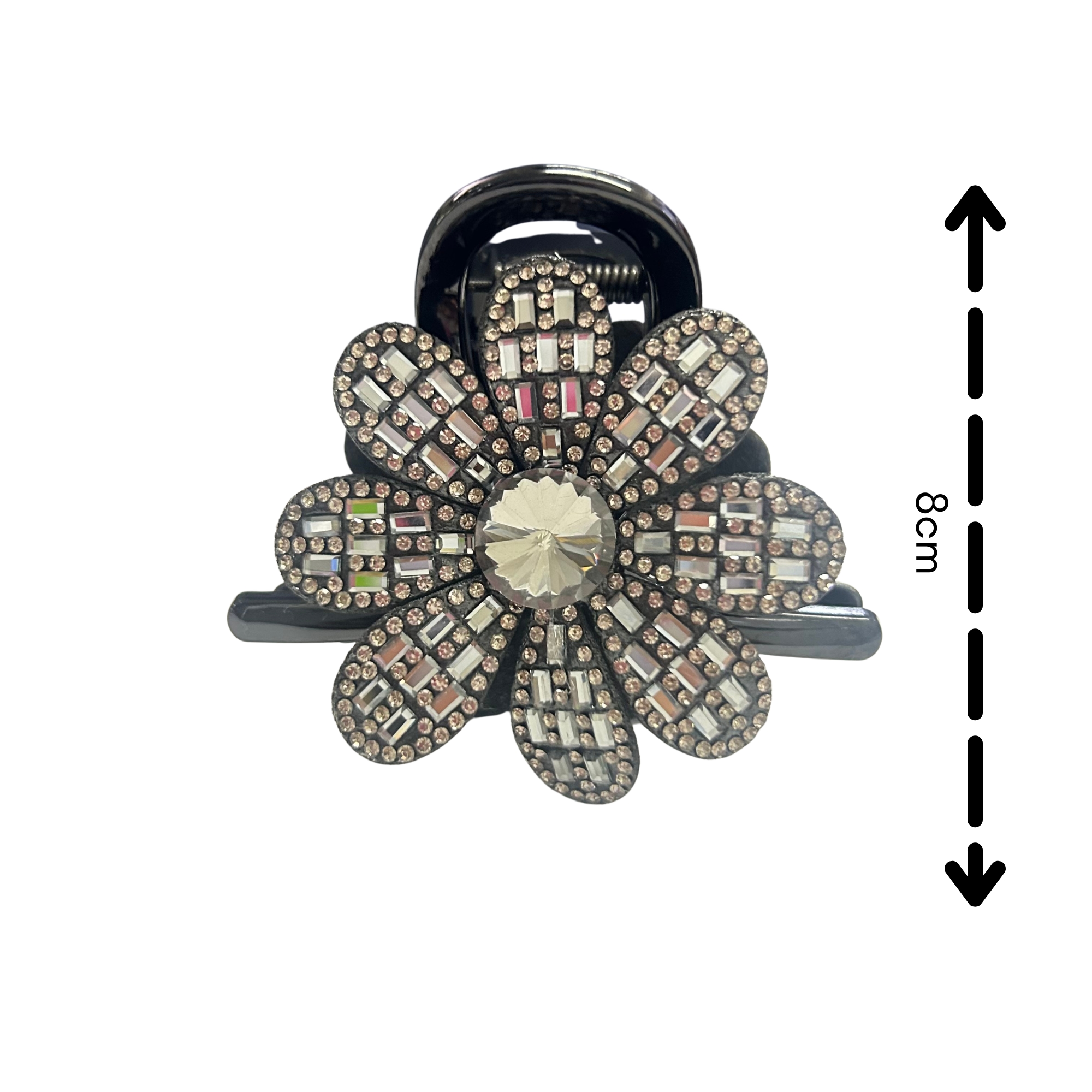 #0453 PREMIUM FLOWER RHINESTONE HAIR CLAW 8CM