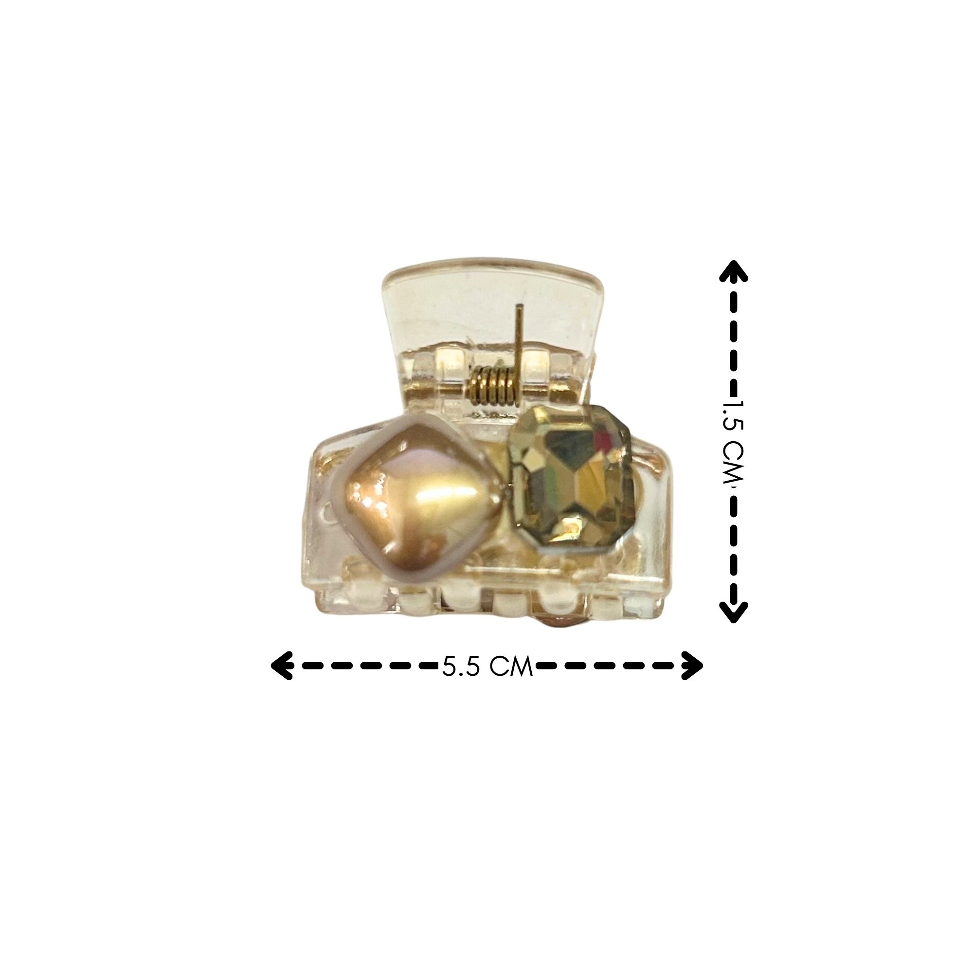 #EA0013 PEARL CRYSTAL MINI HAIR CLAW 2.5CM image