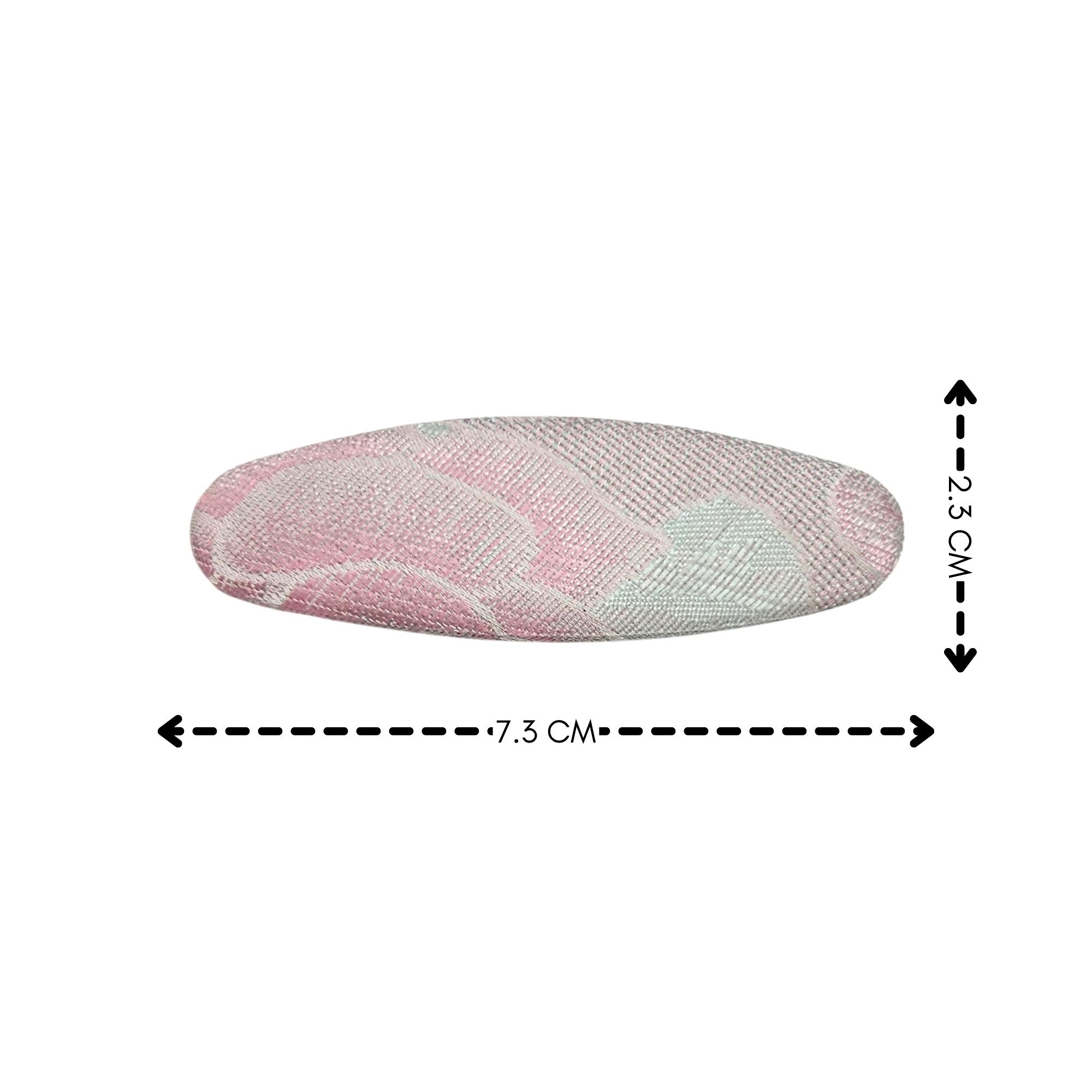 #EA0037 SILKY COTTON FABRIC OVAL HAIR CLIP 7.3CM image