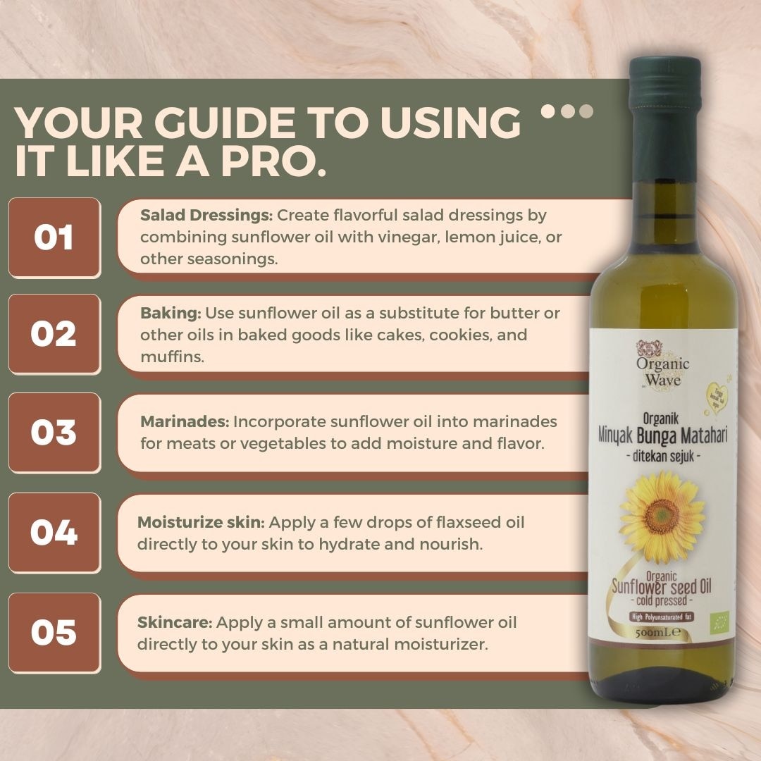 Mamami Organic Wave Organic Sunflower Seed Oil (DEO High Oleic Cooking) 500ml