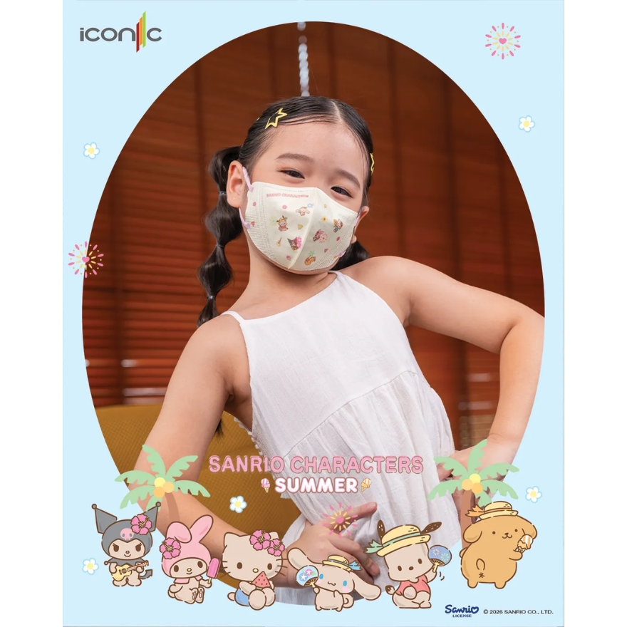 [Kid - Premium+] 4-Ply 3D Sanrio Characters Hawaii Summer 2026 Medical Face Mask (20pcs)