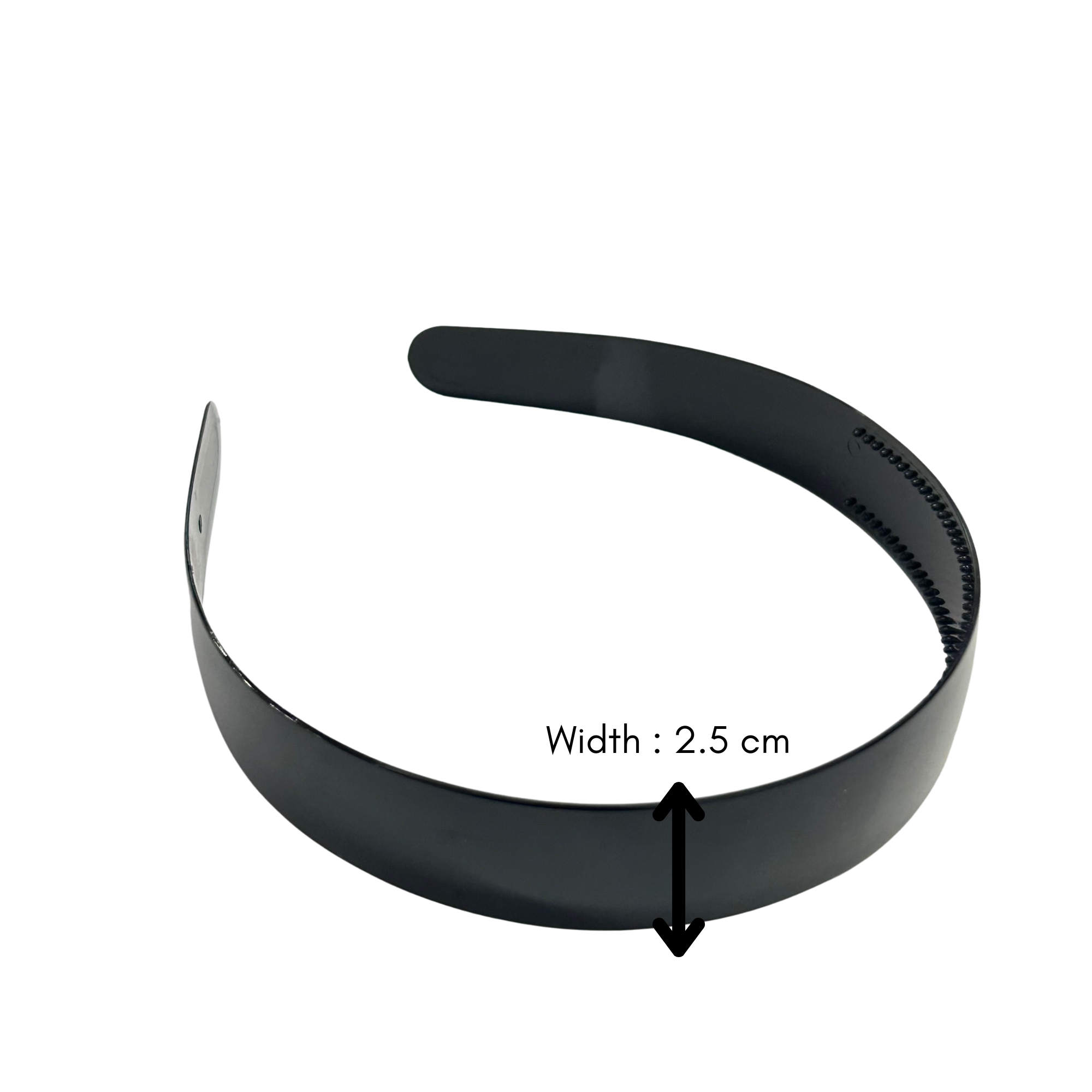 #0018 BLACK GLOSSY HAIRBAND 2.5CM