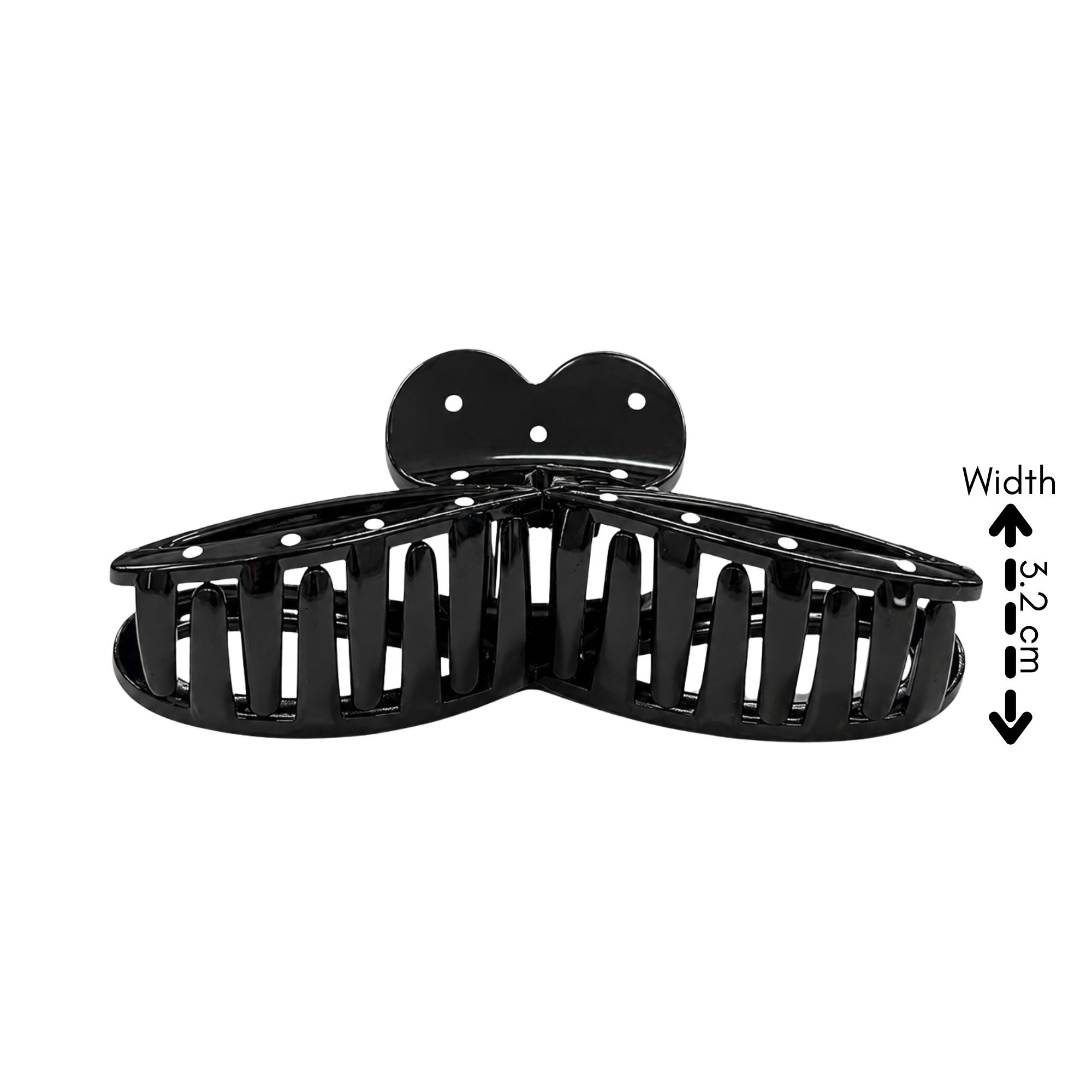 #0426 HEART RIBBON HAIR CLAW POLKADOT BLACK 12.5CM
