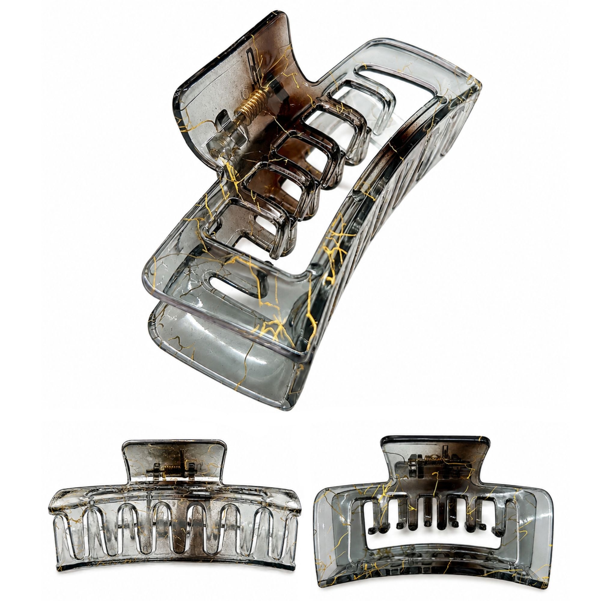 AJC-0432 HAIR CLIP SQUARE WITH GOLD LINE 10CM
