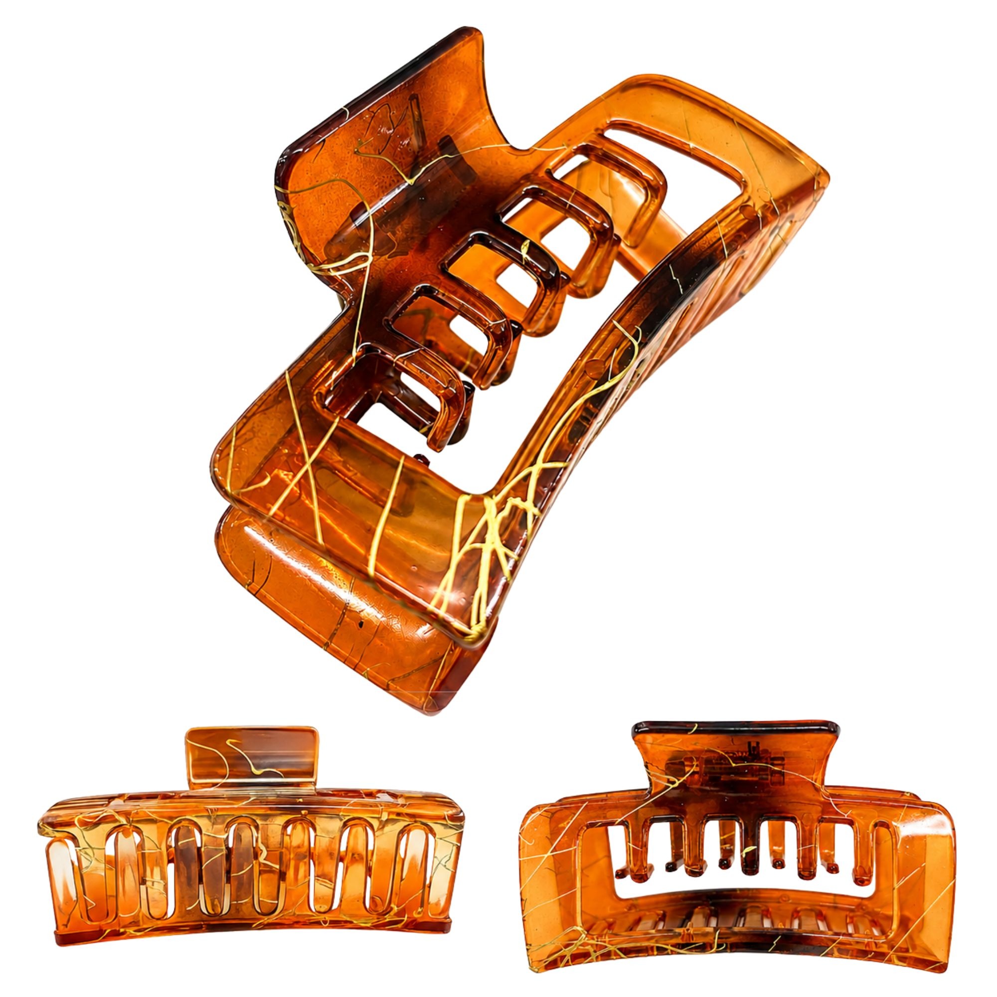 AJC-0432 HAIR CLIP SQUARE WITH GOLD LINE 10CM