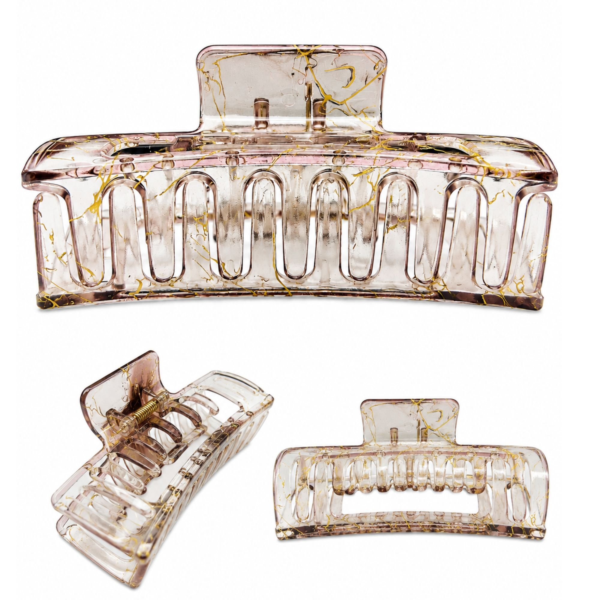AJC-0432 HAIR CLIP SQUARE WITH GOLD LINE 10CM