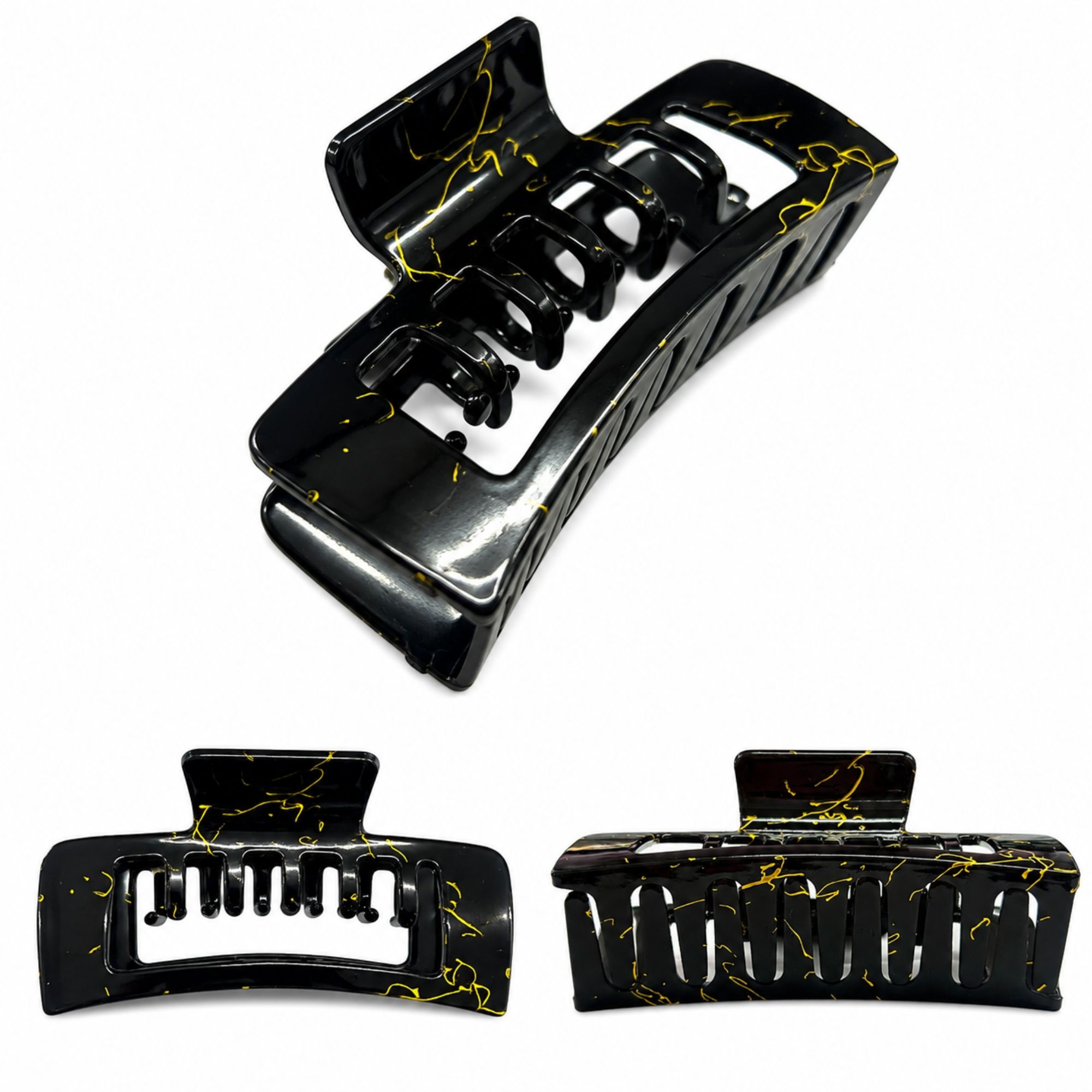 AJC-0432 HAIR CLIP SQUARE WITH GOLD LINE 10CM