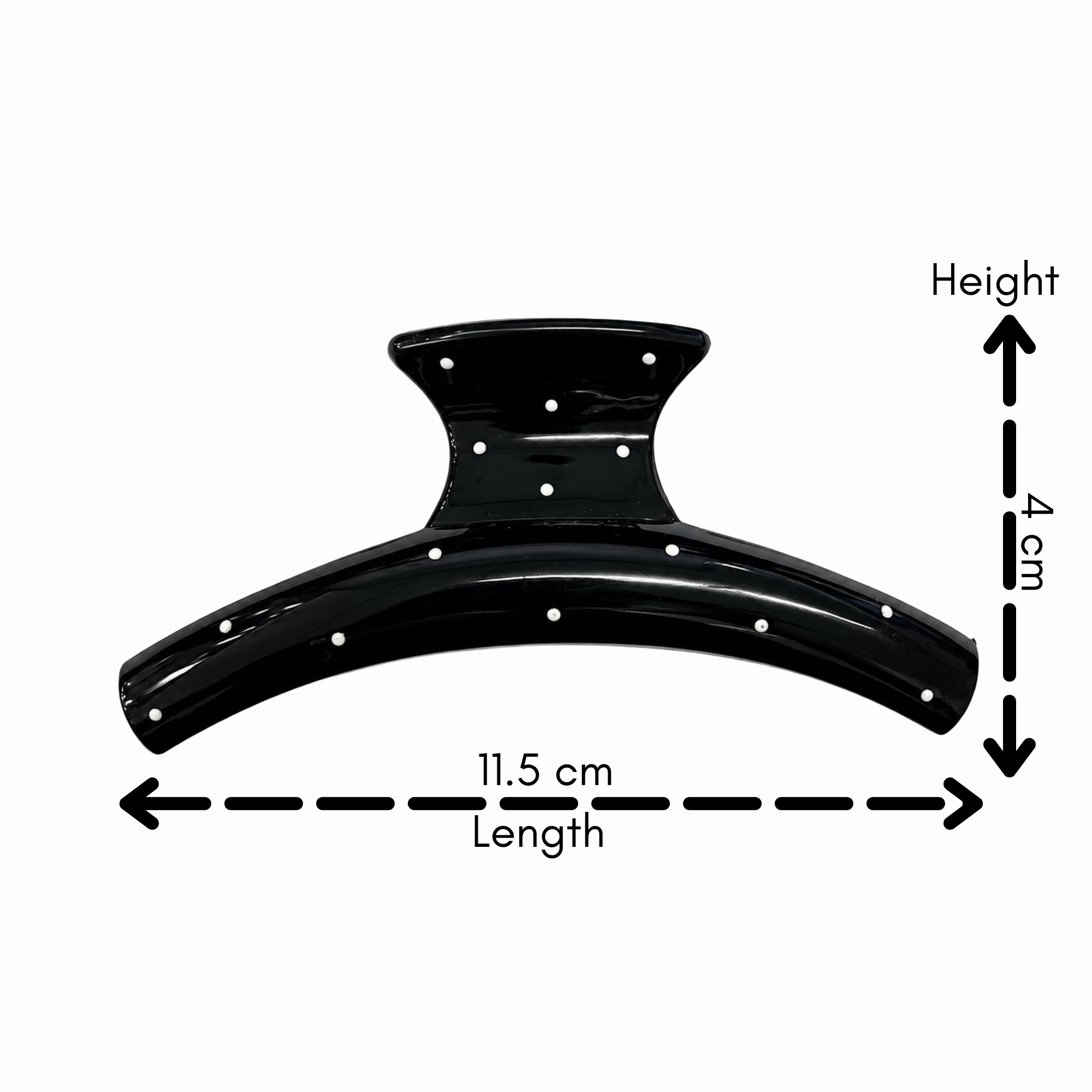 #0448 CURVED HAIR CLAW POLKADOT 11.5CM
