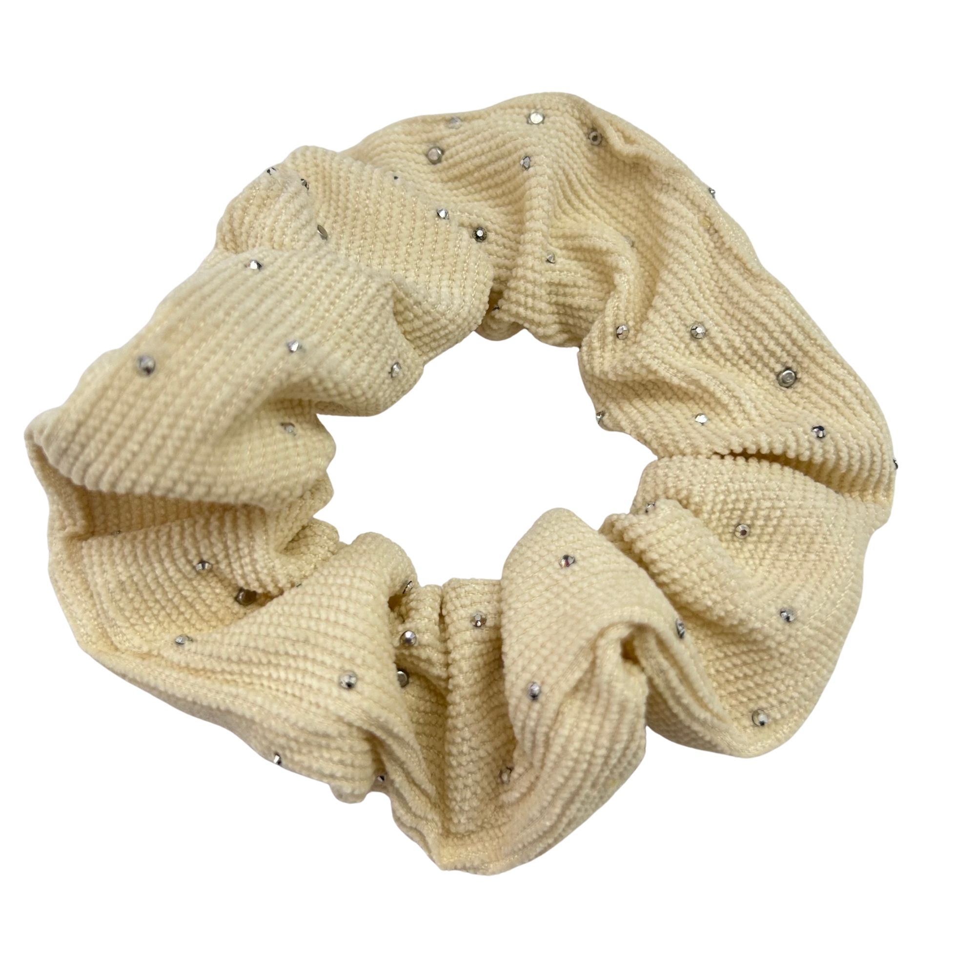 APN-0231 PEARL RIBBED SCRUNCHIES HAIR TIE 9CM image