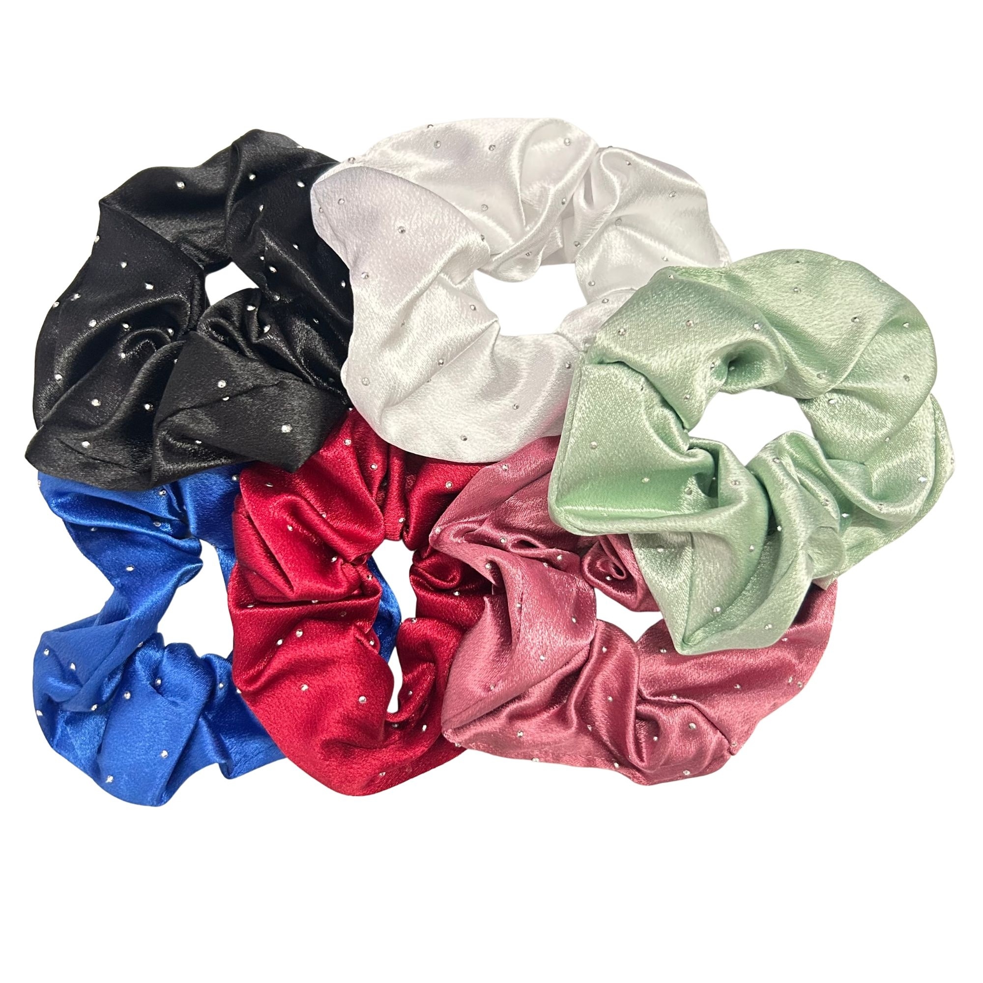 APN-0234 PREMIUM SATIN RHINESTONE SCRUNCHIE 13CM