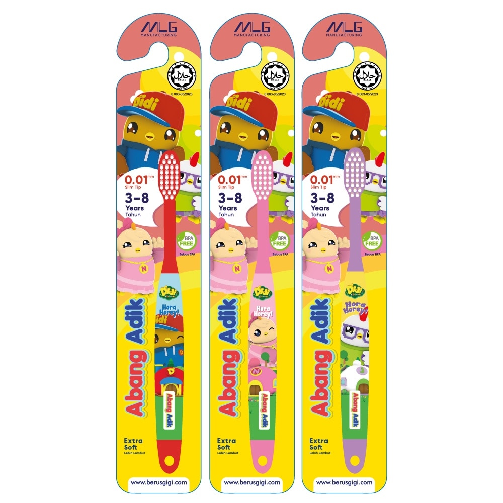 Abang Adik Didi & Friends Shrink Sleeve Kids Toothbrush 3 - 8 Years (1pc)