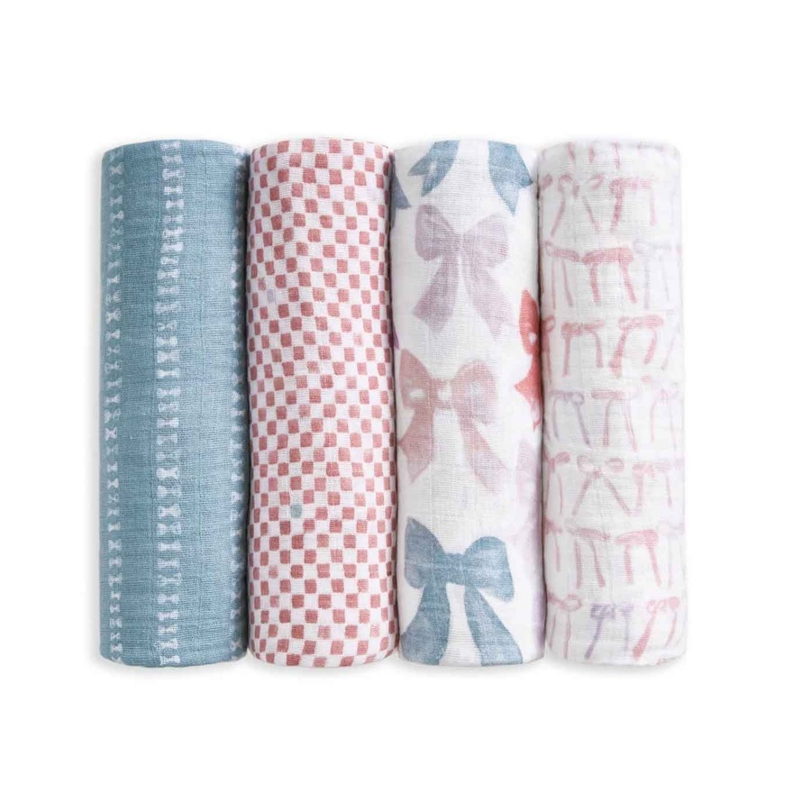Aden+Anais Muslin Organic Swaddle 4Pk Essential BOW ATELIER image