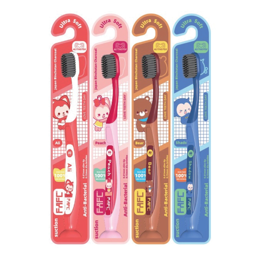 FAFC Ali The Fox Teenage/Adult Charcoal Suction Toothbrush (4 Pcs)