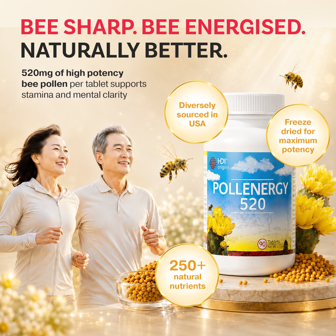 HDI Origins™ Pollenergy 520 - 250+ Nutrients - Support Stamina Improve Metabolism - Kesihatan Minda Jantung - 90 Tablets