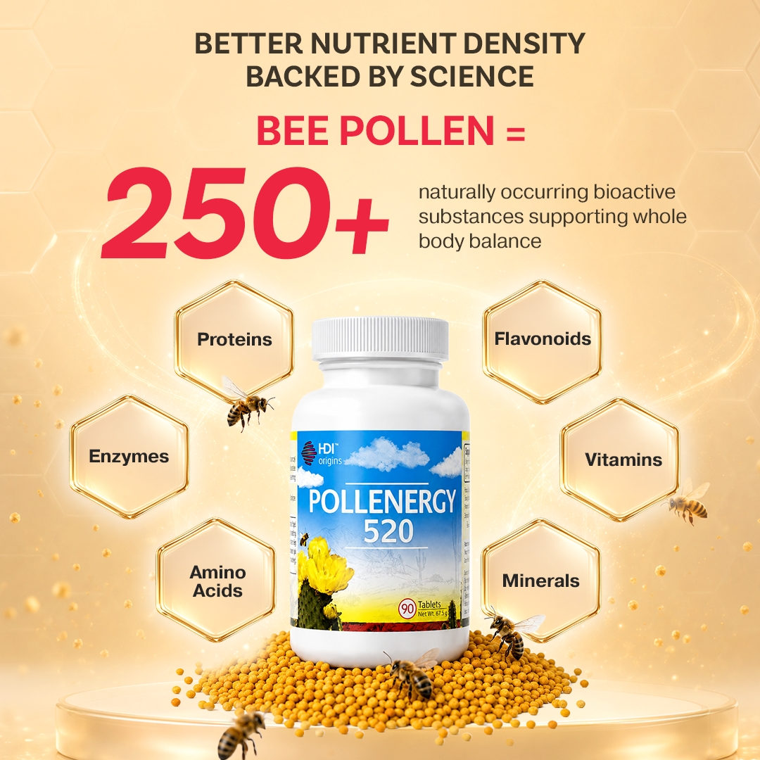 HDI Origins™ Pollenergy 520 - 250+ Nutrients - Support Stamina Improve Metabolism - Kesihatan Minda Jantung - 90 Tablets