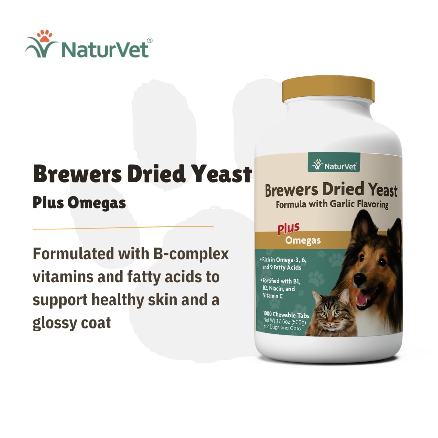 Brewers Dried Yeast Formula With Garlic Flavoring Chewable Tablets Plus Omega 1000s