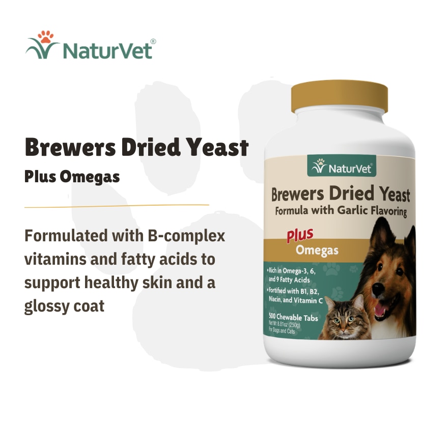 Brewers Dried Yeast Formula With Garlic Flavoring Chewable Tablets Plus Omega 500s