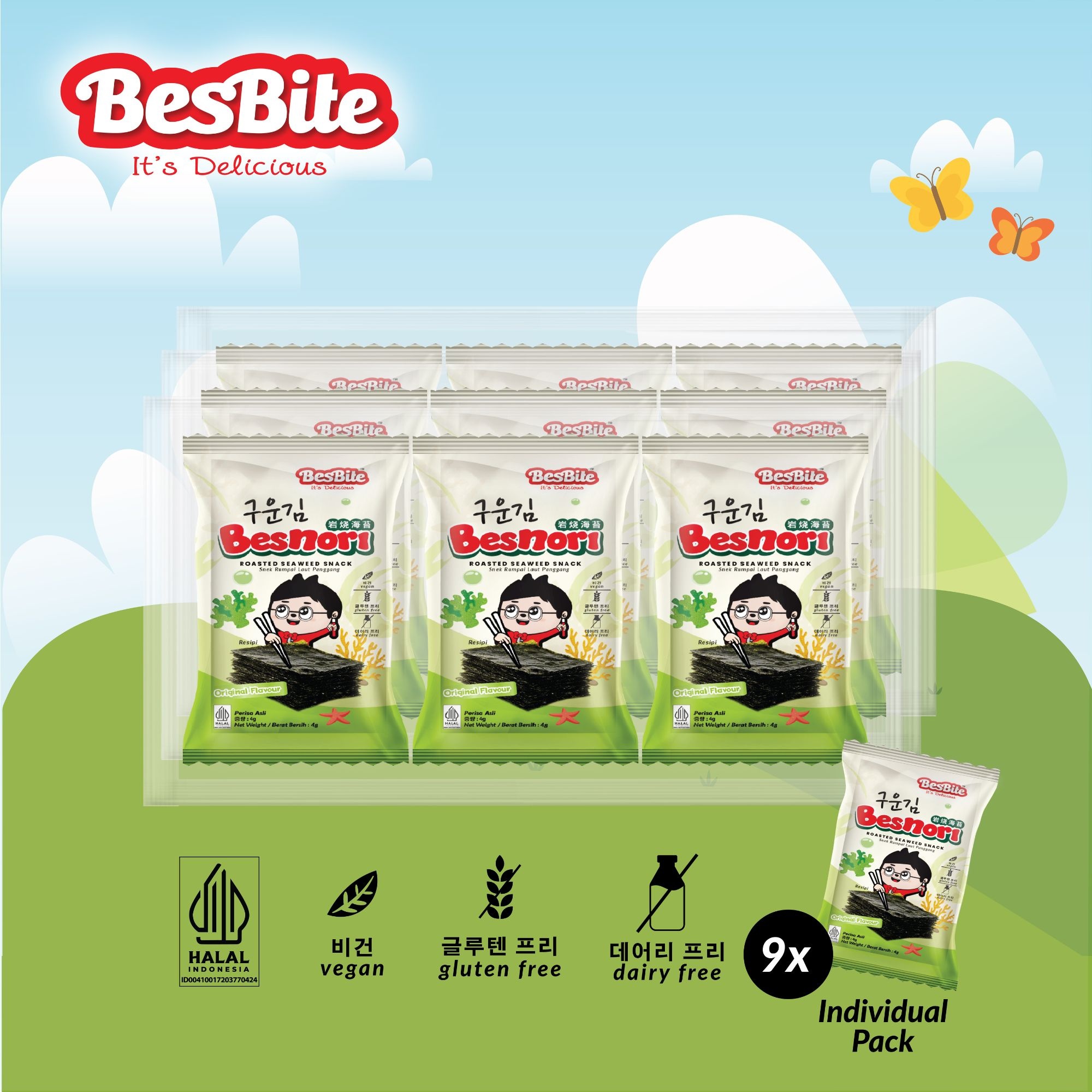 BESNORI ROASTED SEAWEED SNACK 4G x 9'S image