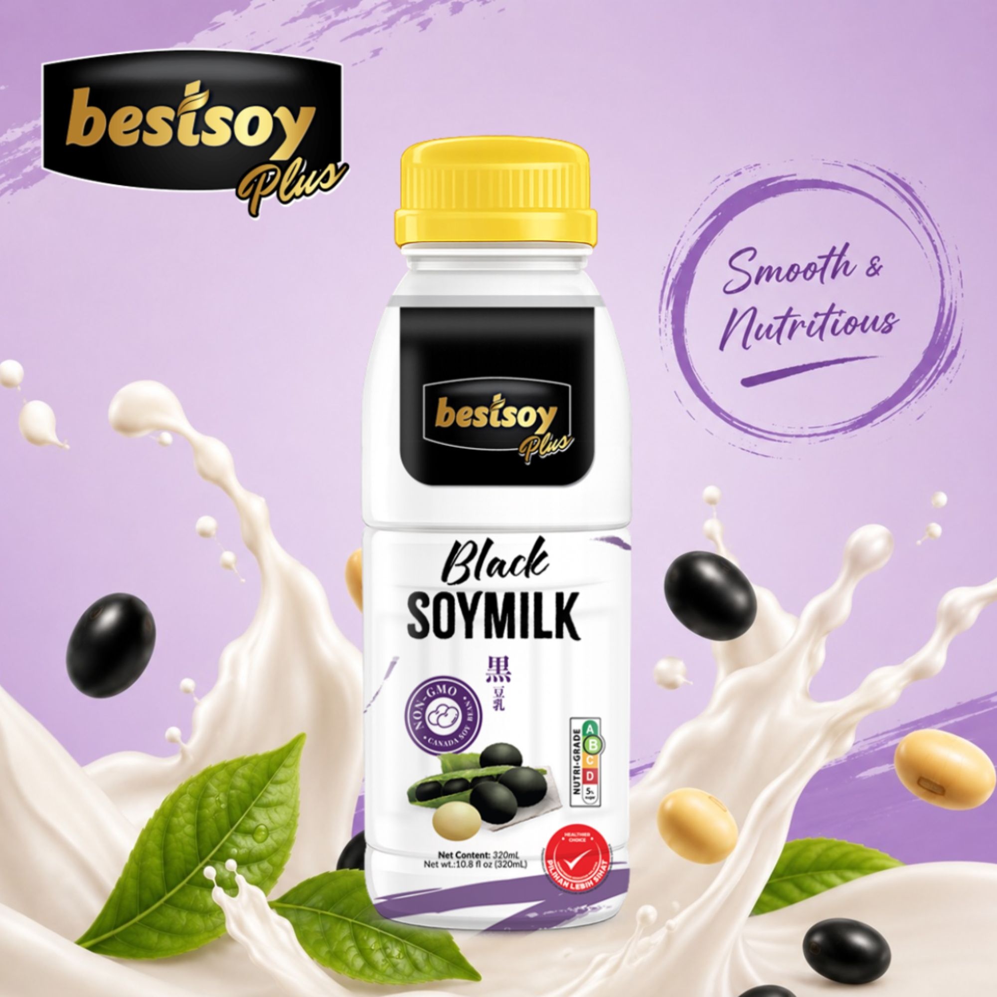 PLUS BLACK SOYMILK 320ML image