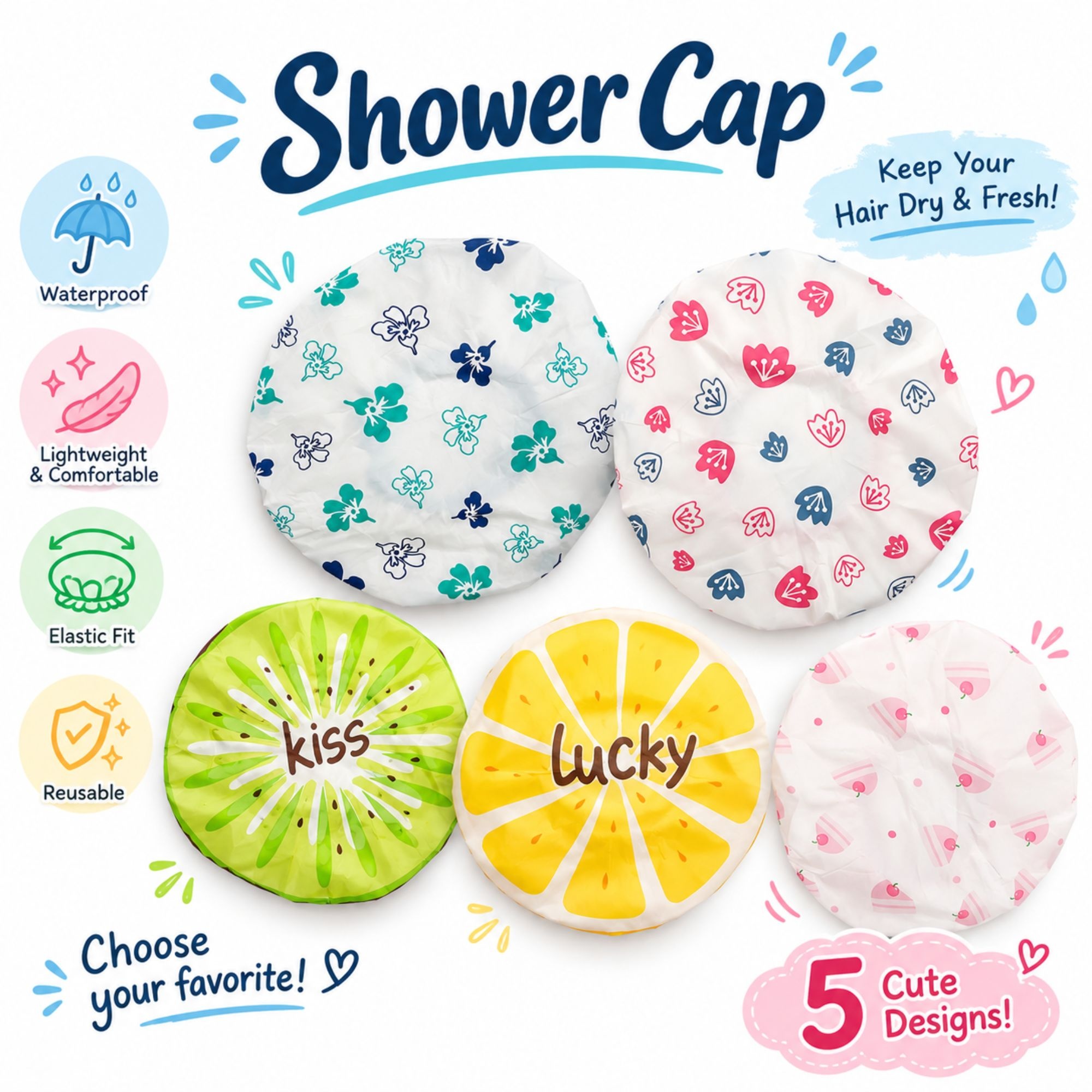 BH-0261 WATER-RESISTANT SHOWER CAP