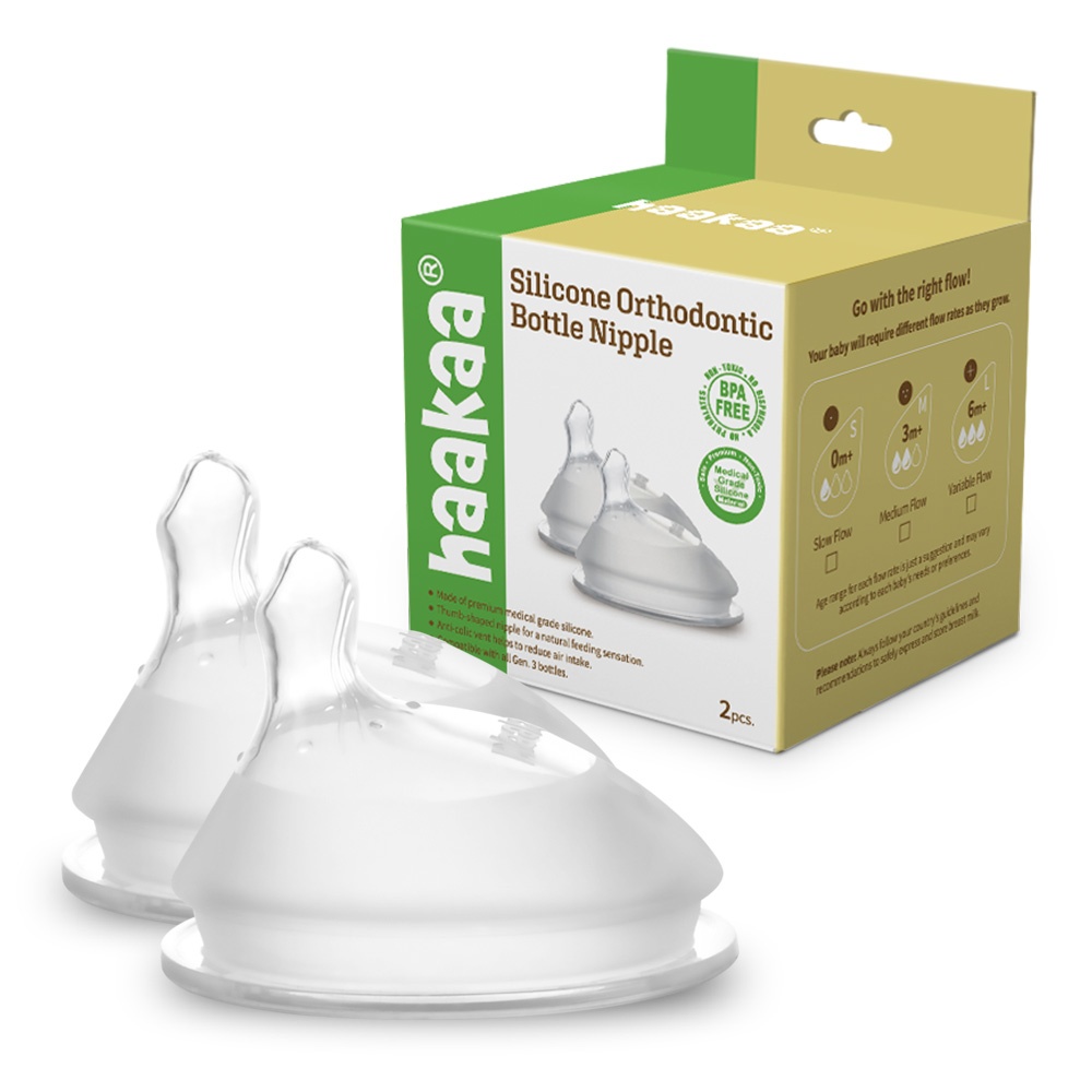 Haakaa Gen 3 Silicone Orthodontic Bottle Nipple (Variable Flow) - 2pcs