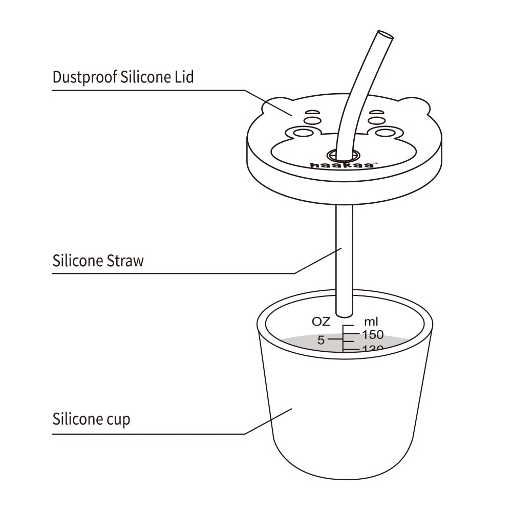 Haakaa Jolly Hippo Silicone Sippy Cup with Straw 150ml - Blush