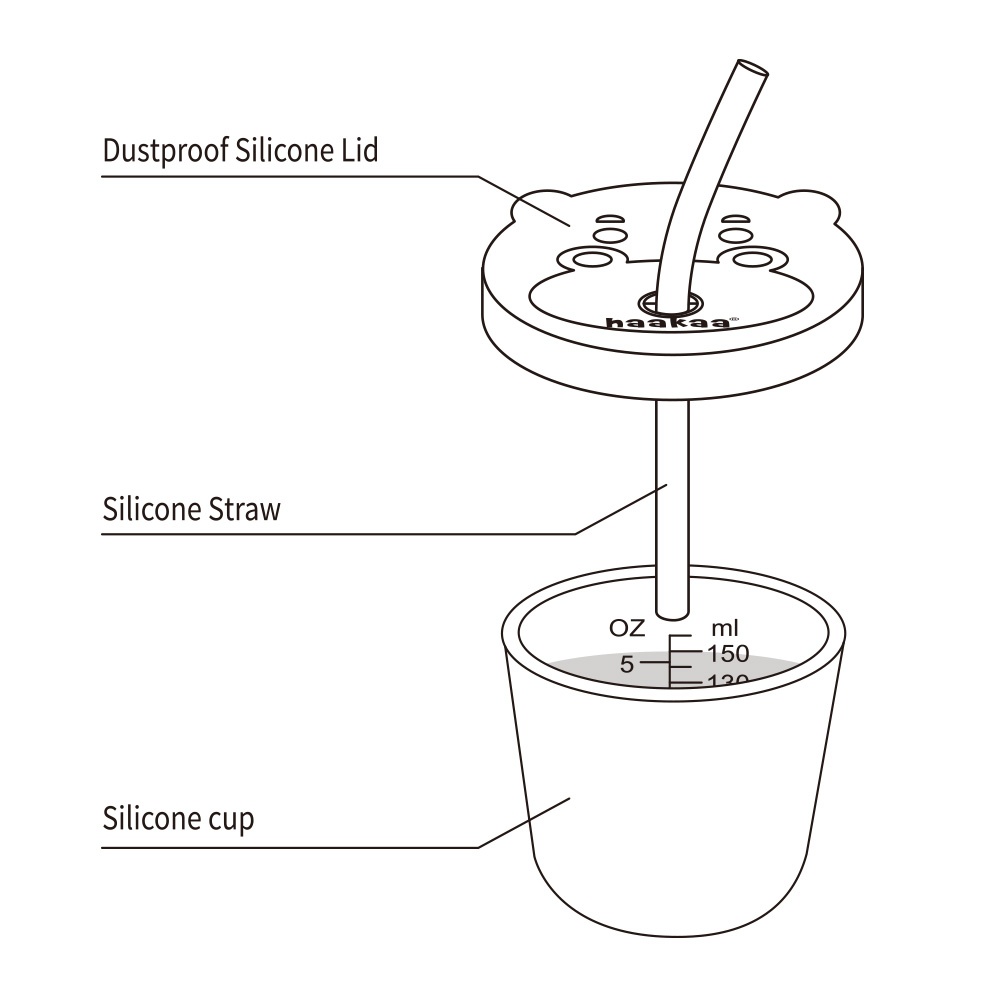 Haakaa Jolly Hippo Silicone Sippy Cup with Straw 150ml - Bluestone