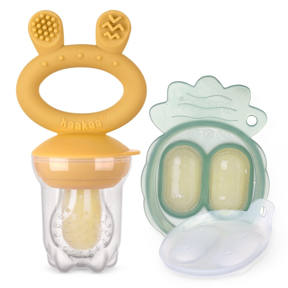 HAAKAA Haakaa Fresh Food Feeder Teether - Freeze-N-Feed Mini Combo - Silicone Feeder + Mini Tray