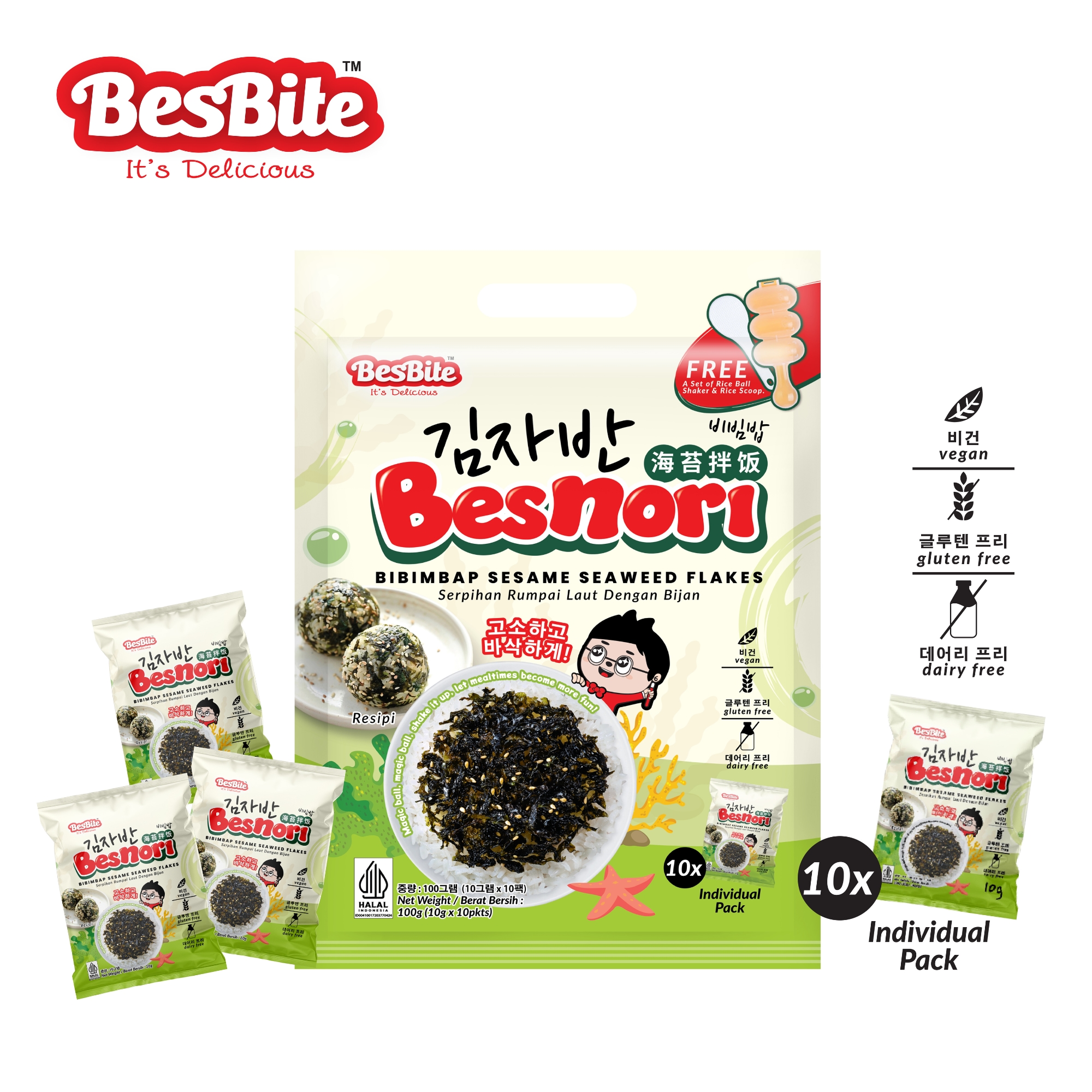 BIBIMBAP SESAME SEAWEED FLAKES SNACK 100G image