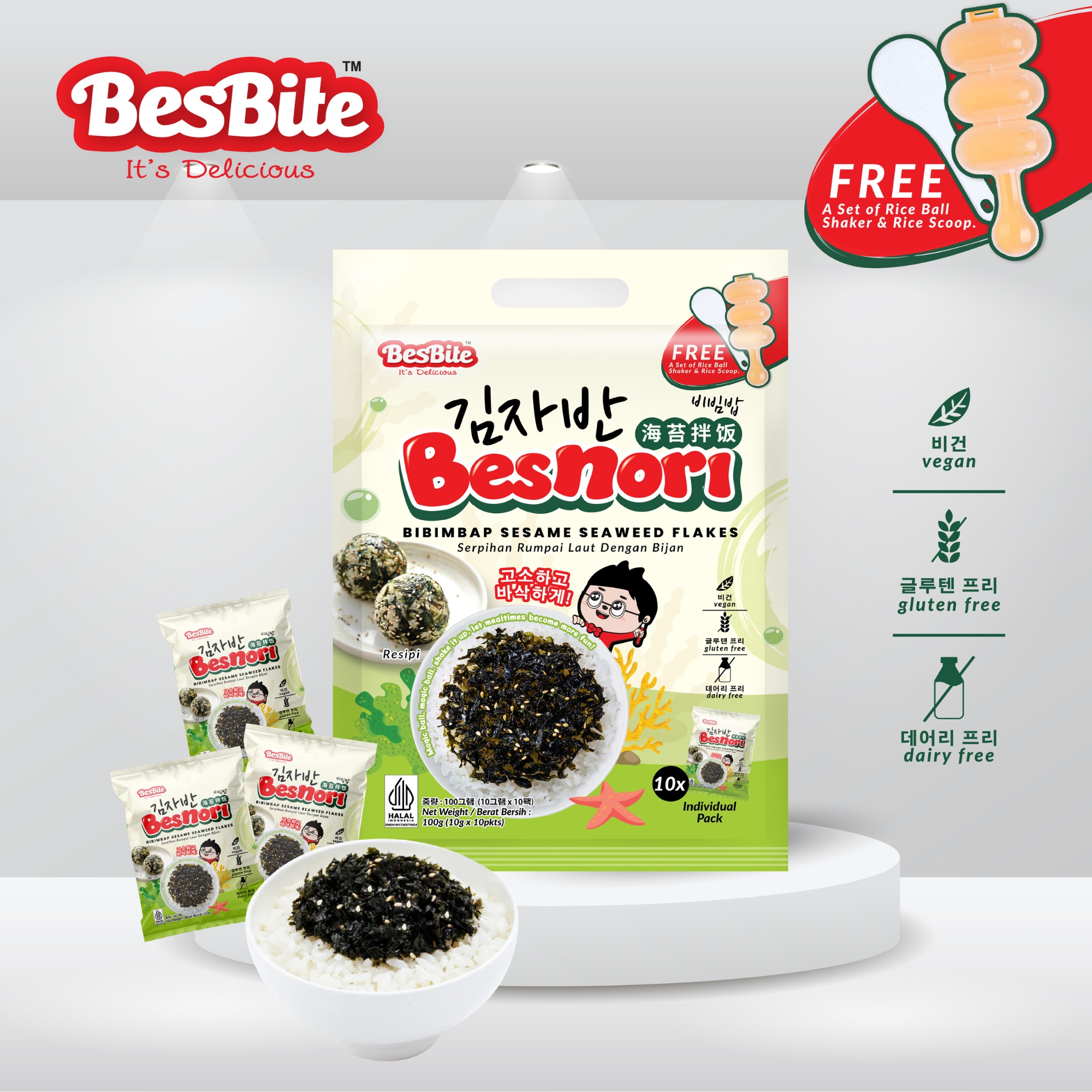 BIBIMBAP SESAME SEAWEED FLAKES SNACK 100G image