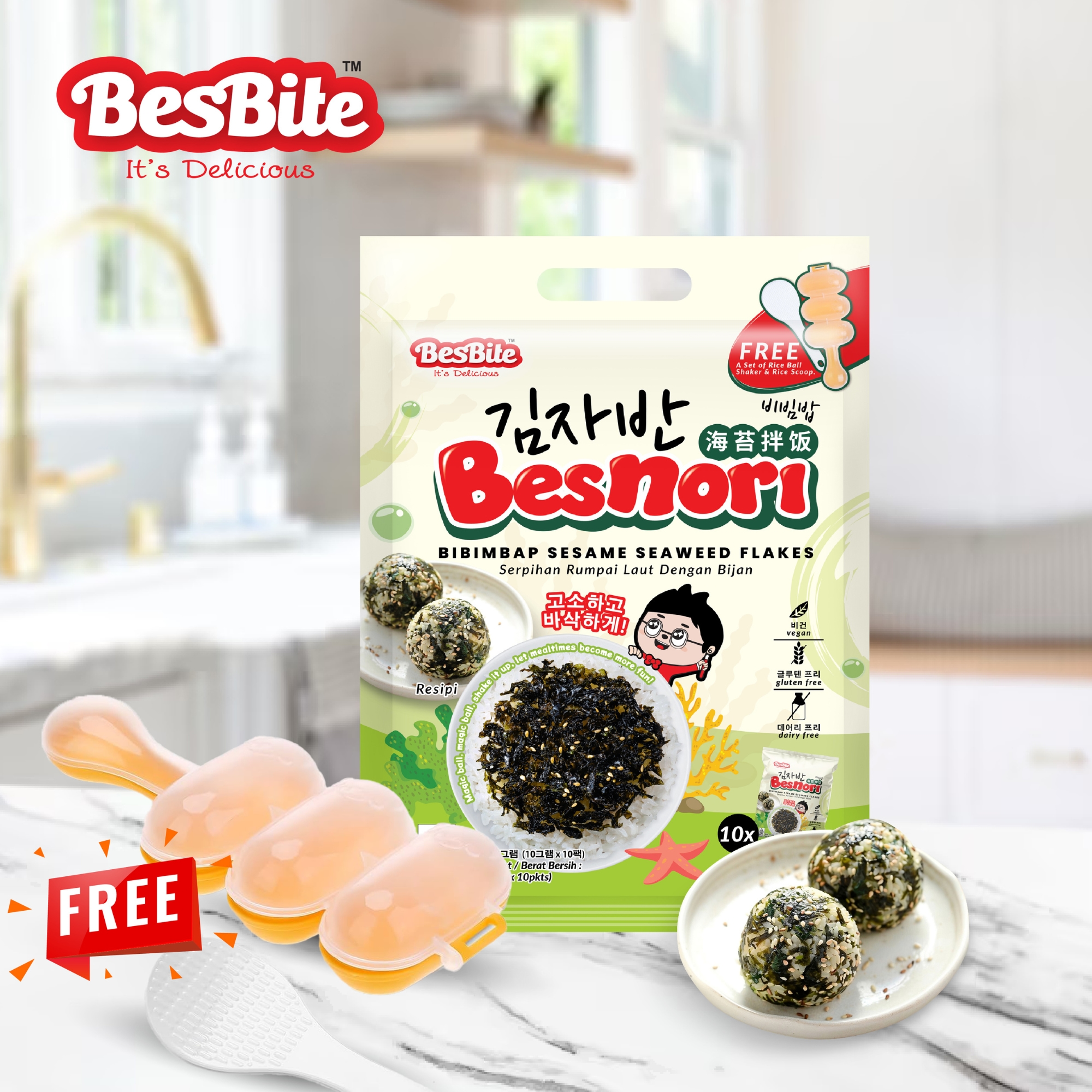 BIBIMBAP SESAME SEAWEED FLAKES SNACK 100G image