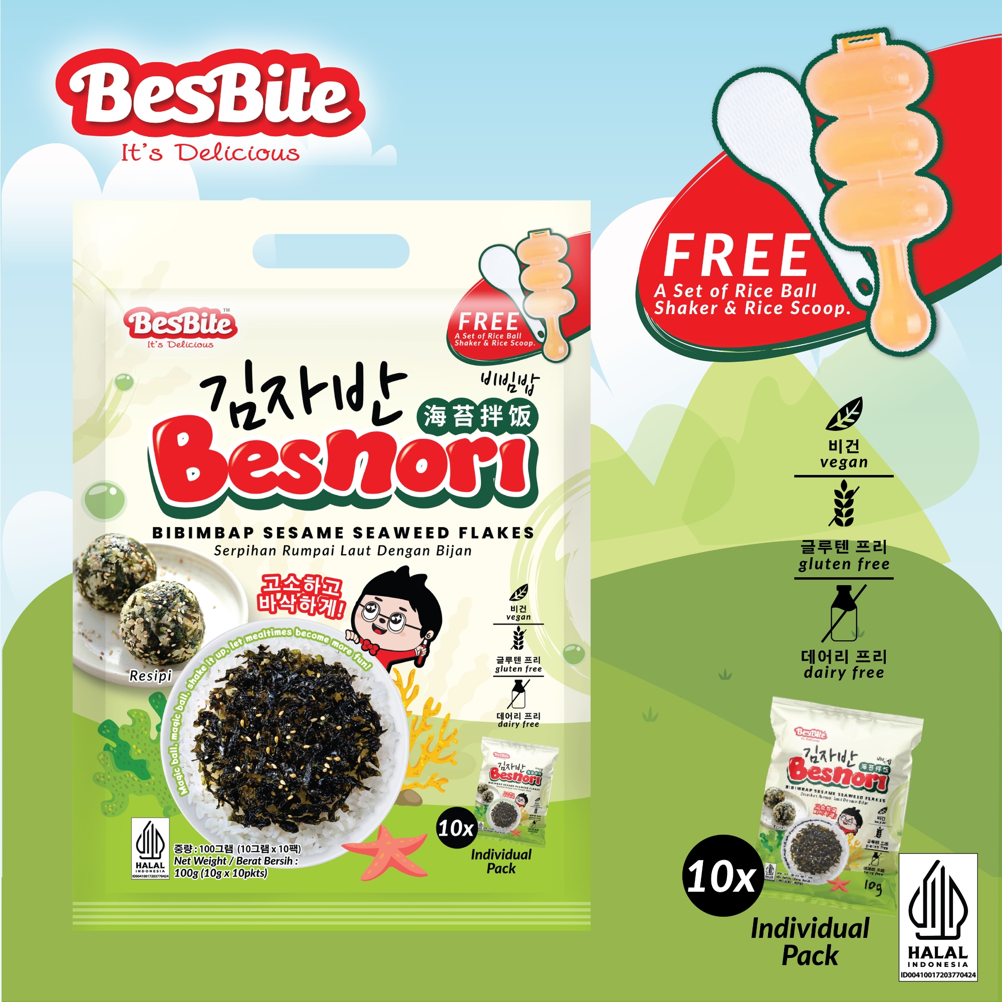 BIBIMBAP SESAME SEAWEED FLAKES SNACK 100G image