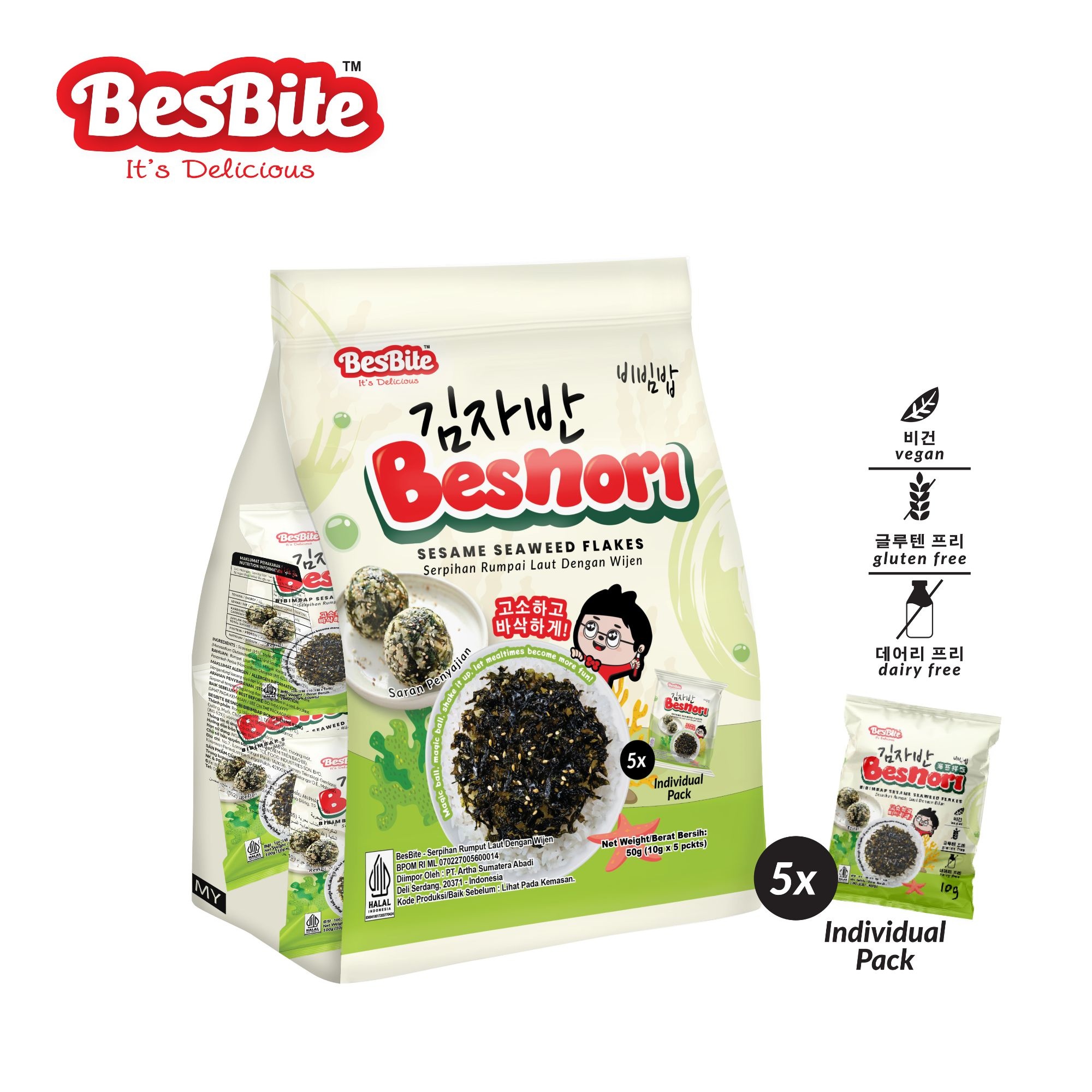 BIBIMBAP SESAME SEAWEED FLAKES SNACK 50G image