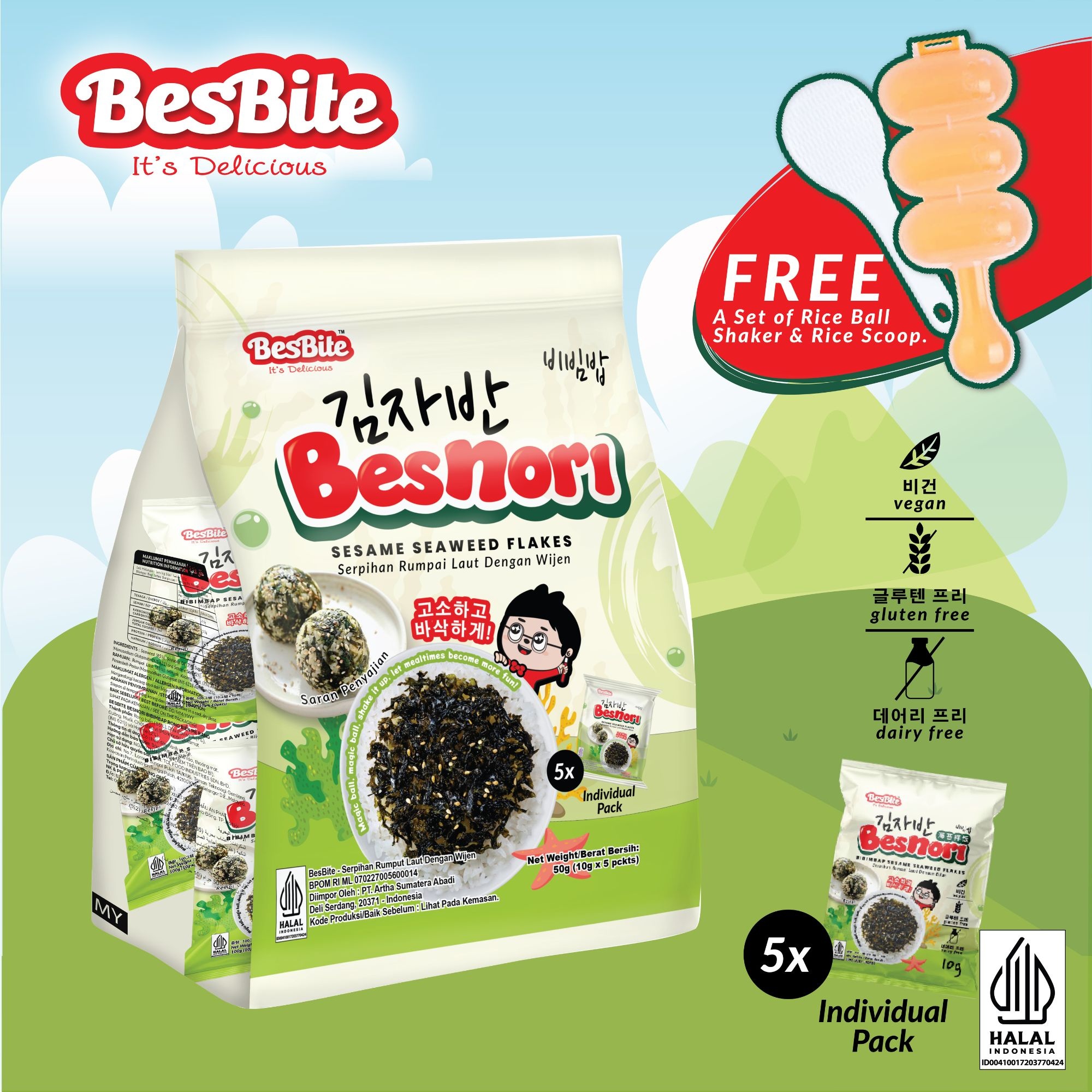 BIBIMBAP SESAME SEAWEED FLAKES SNACK 50G image