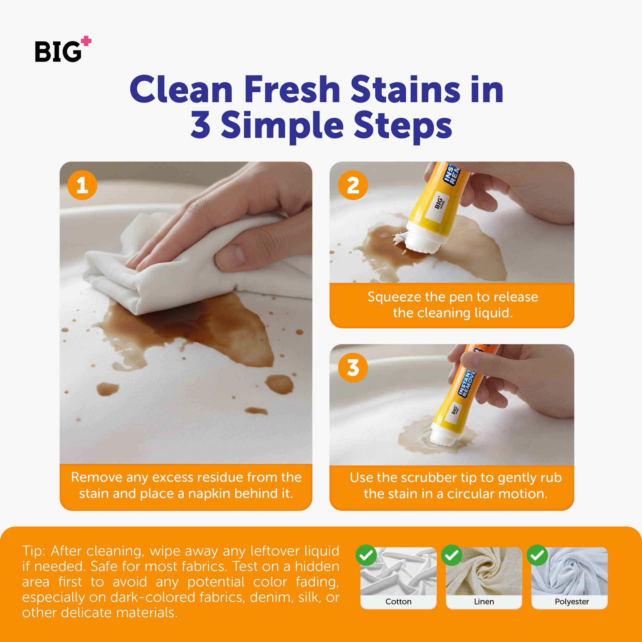 Instant Stain Remover Pen (20g) Portable Fabric Spot Cleaner