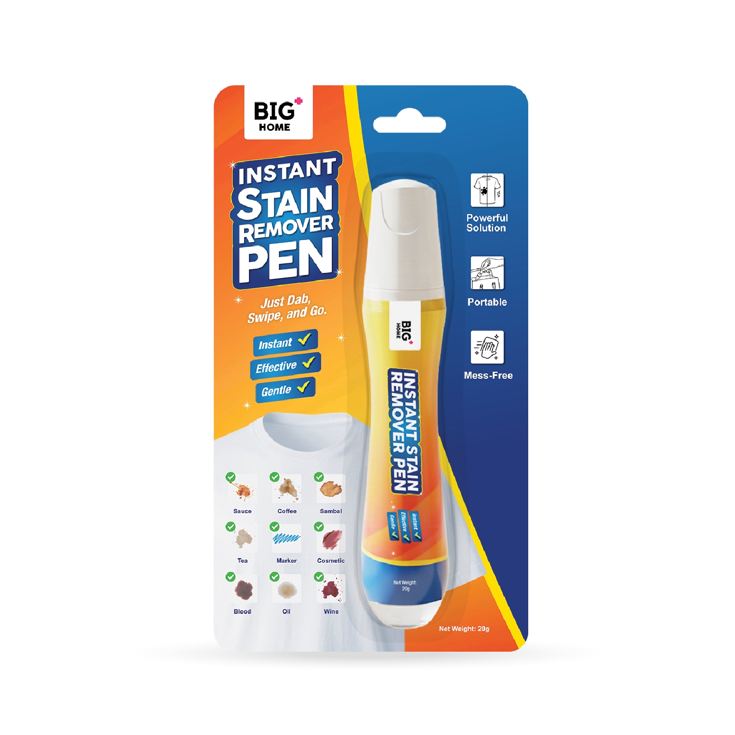Instant Stain Remover Pen (20g) Portable Fabric Spot Cleaner