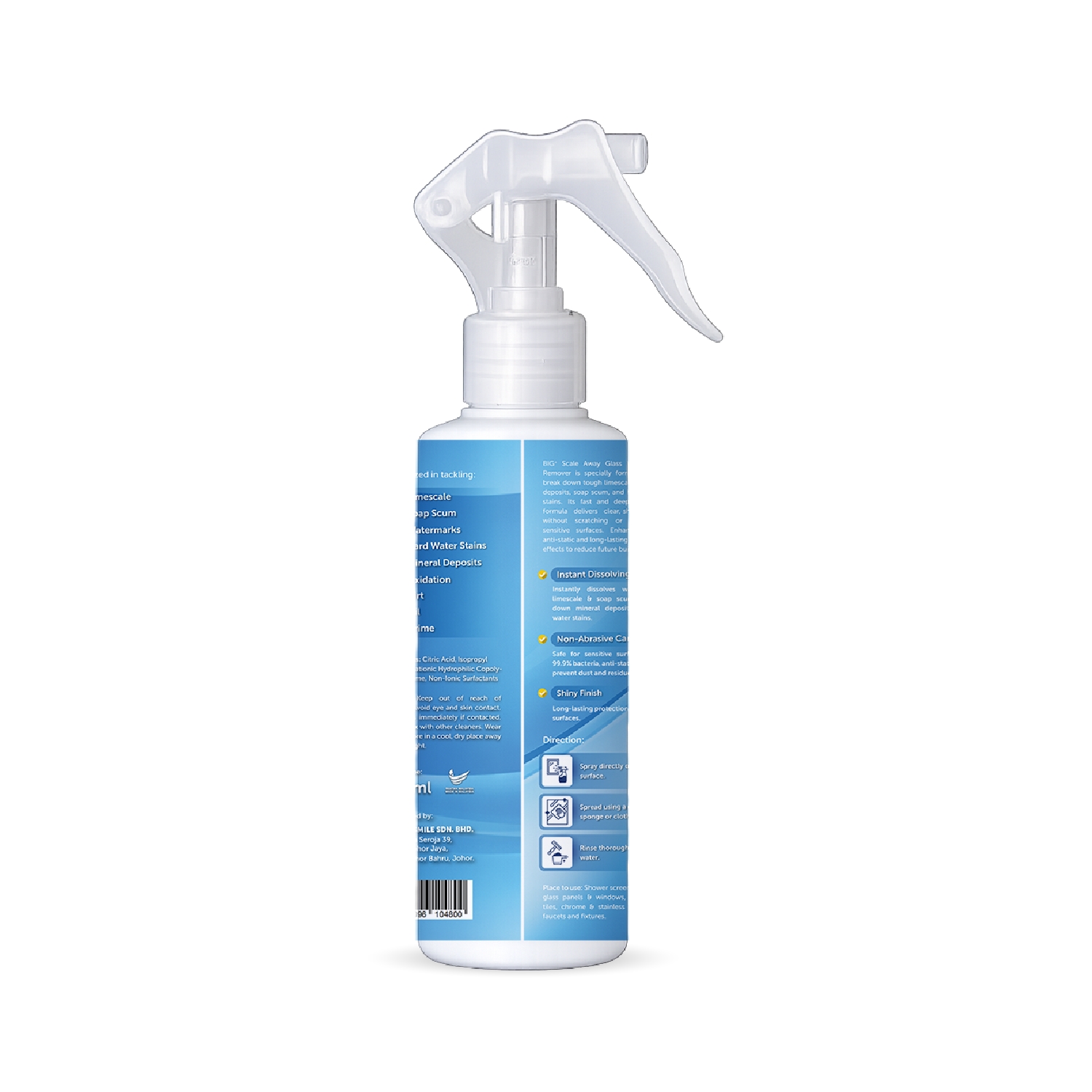 BIG+ Scale Away Glass Watermark Remover (250ml) Water Stains & Limescale Cleaner