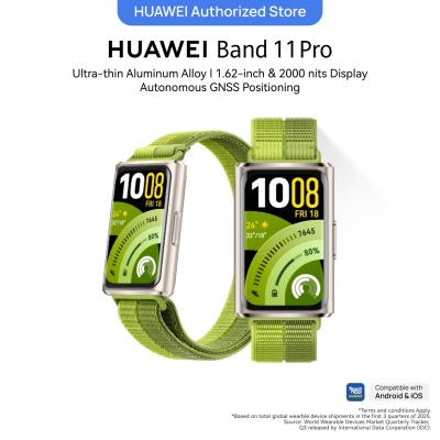 HUAWEI - HUAWEI Band 11 Pro Green Aluminium NylonStrap, Autonomous GNSS Positioning, 1.62″ &amp;amp;amp;amp;amp;amp; 2000nits Display, Enhanced Sleep Tracking*, TNG
