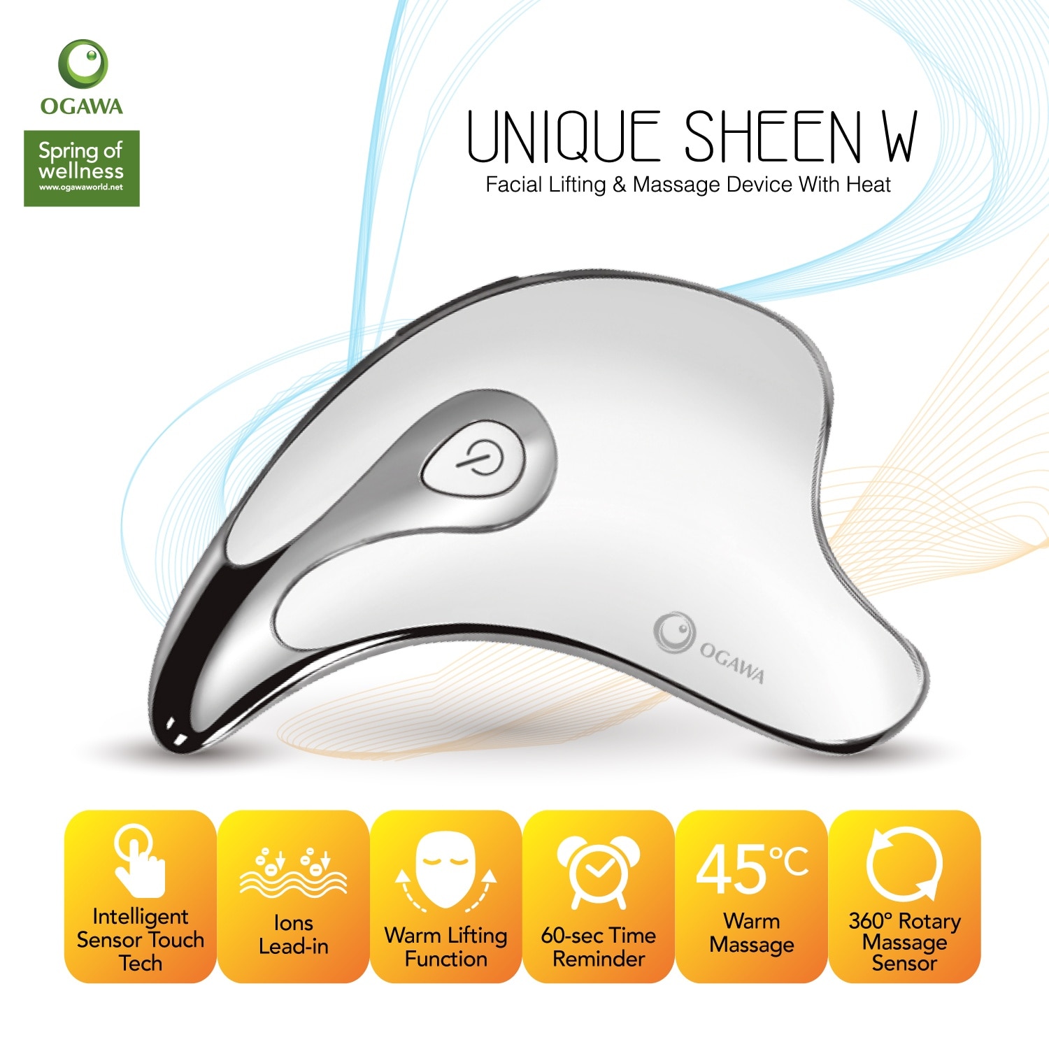 OGAWA Unique Sheen W Facial Lifting & Massage Device with Heat
