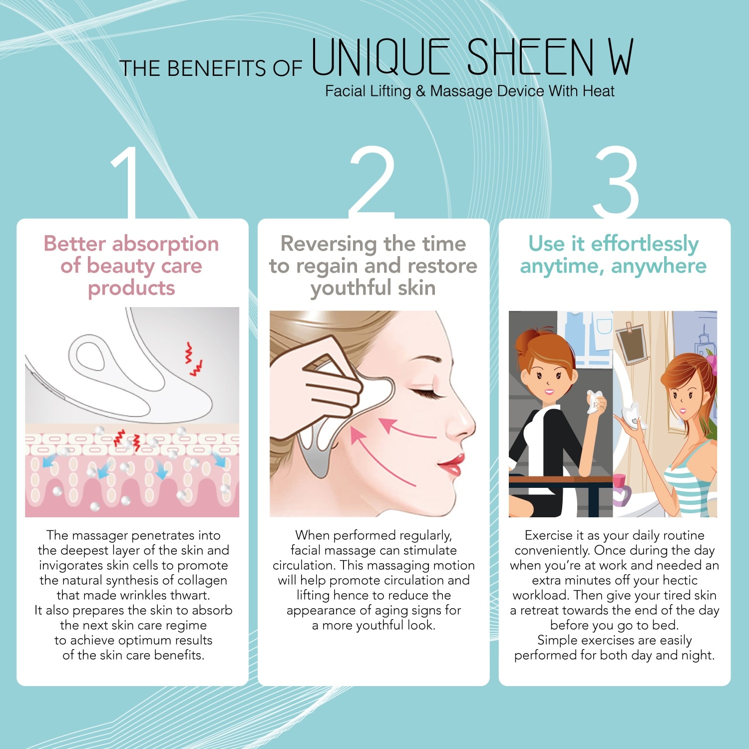 OGAWA Unique Sheen W Facial Lifting & Massage Device with Heat